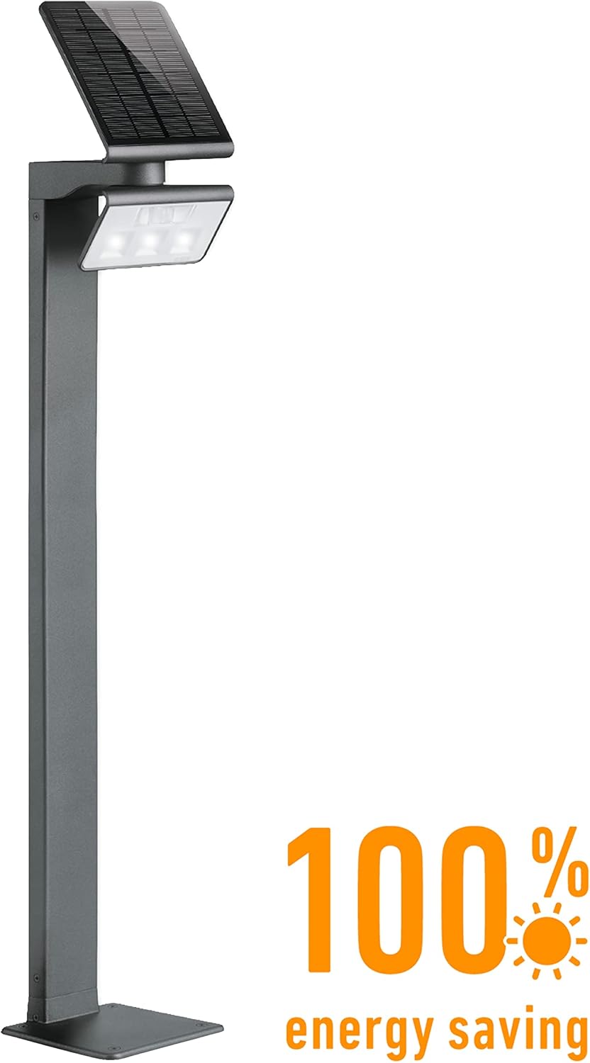 Steinel LED Gartenleuchte XSolar GL-S anthrazit, Solar Wegeleuchte höhenverstellbar, Bewegungsmelder, Nachtlicht
