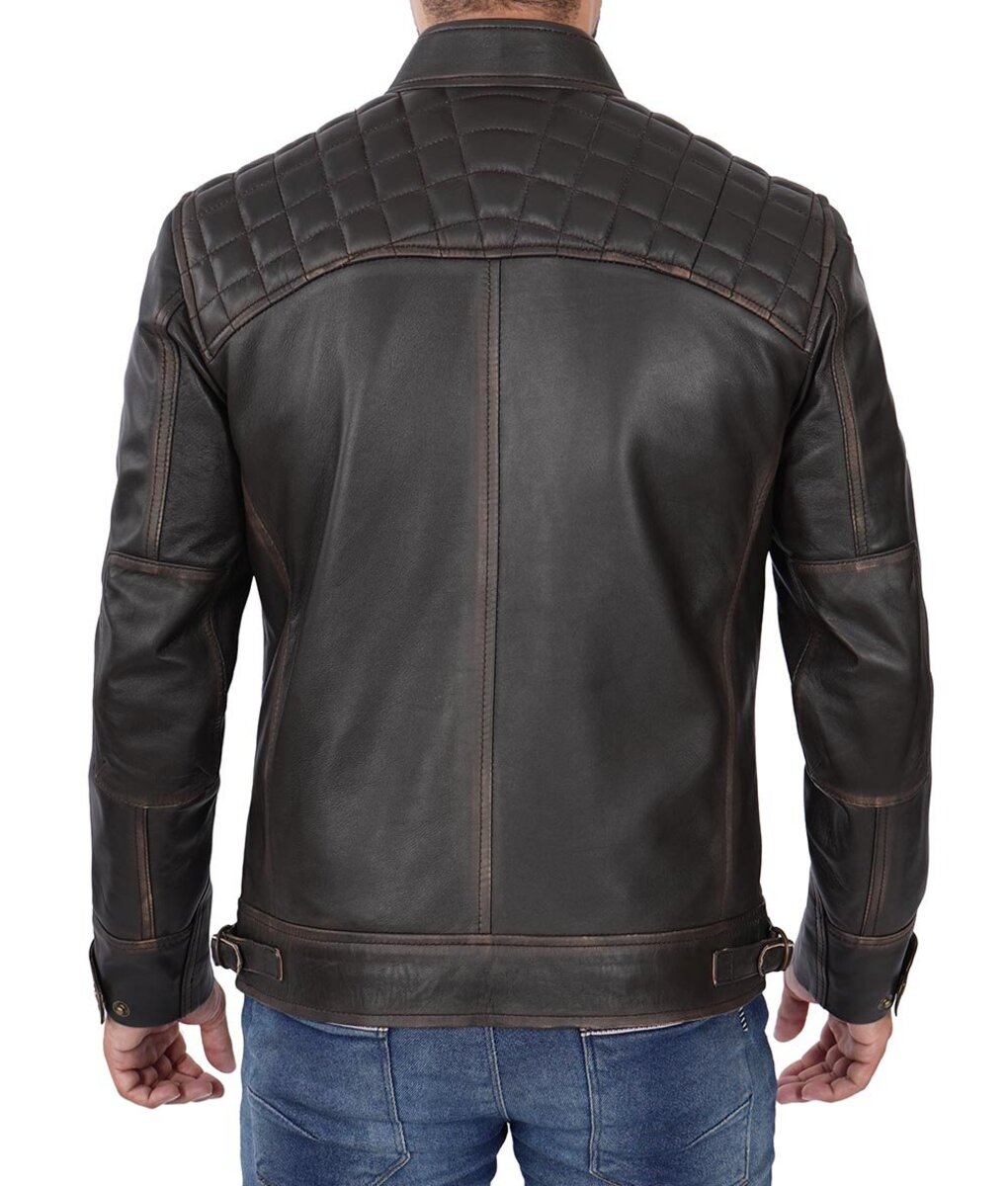 Mens Distressed Brown Leather Jacket