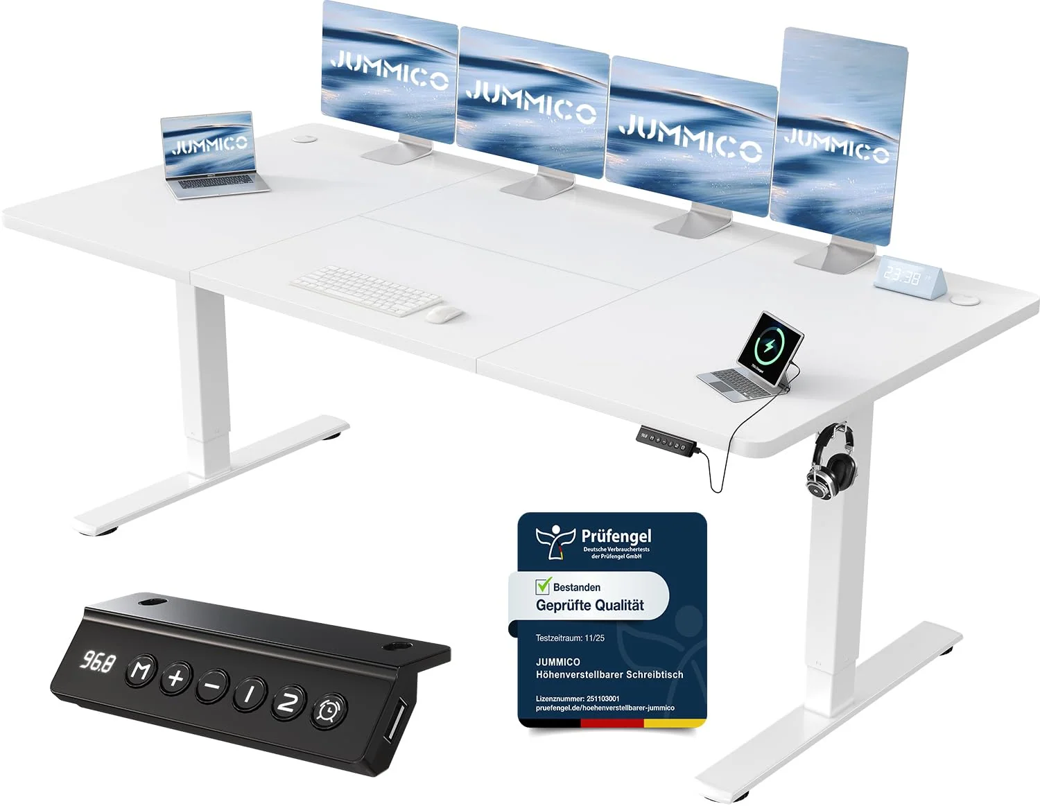JUMMICO Elektrisch höhenverstellbarer Schreibtisch mit USB-Anschluss