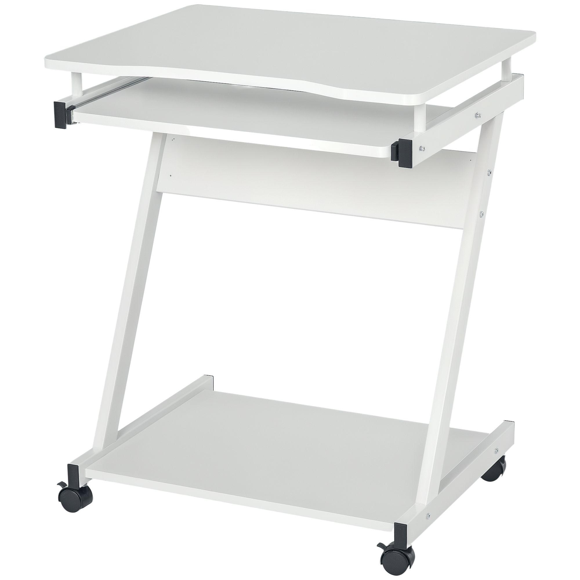 HOMCOM Schreibtisch Computertisch kompakt mit Tastaturablage 60 x 48 x 73cm Weiß