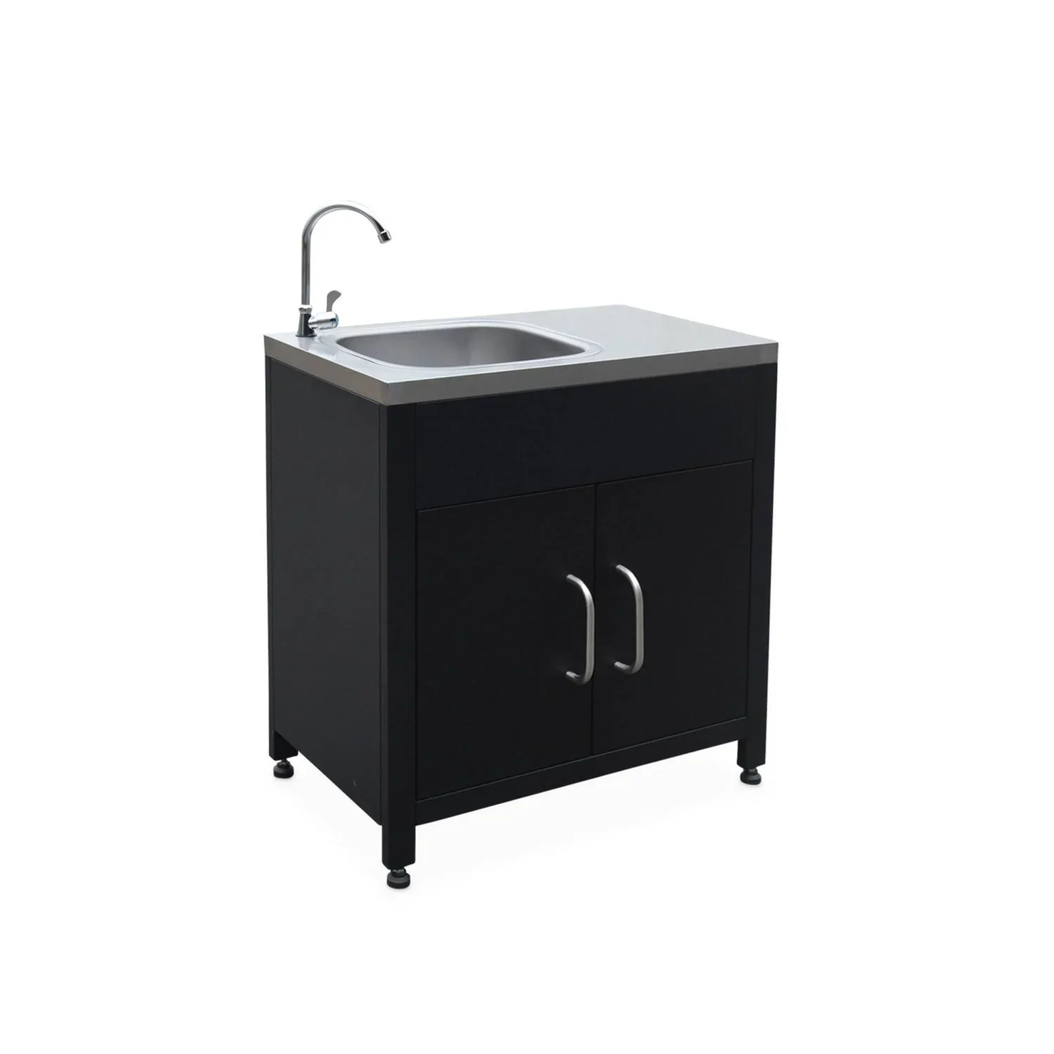 Cocina Exterior De Acero Con Fregadero De 80cm, Negro