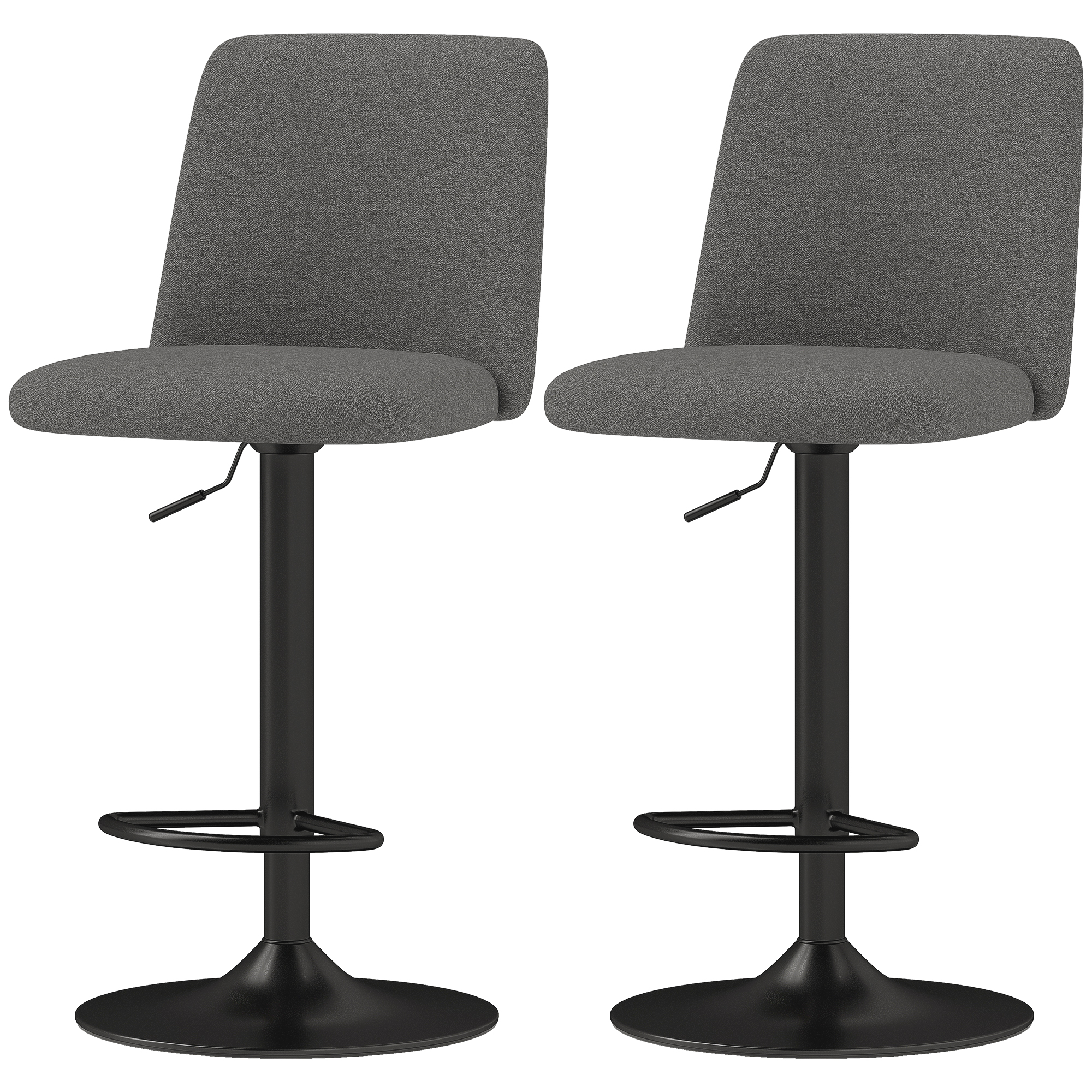 HOMCOM Set 2 Drehbare Barhocker mit Höhenverstellung, aus Leinenstoff, 44x53x91-111 cm, Dunkelgrau