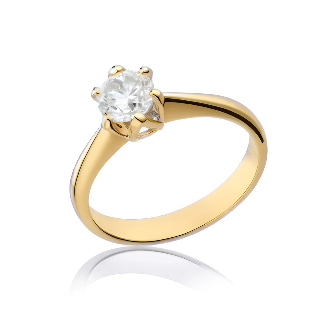 Anello Mikiko solitario oro giallo a sei griffe brillante ct 0,34 F SI1