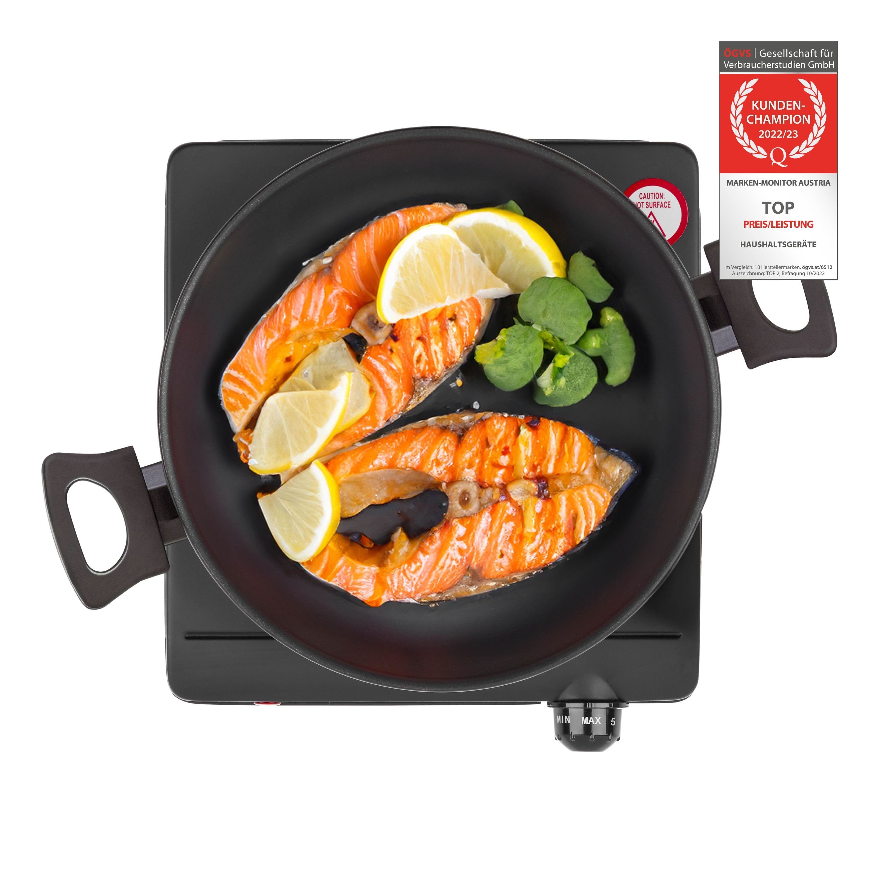 Einzelkochplatte Infrarot Kochplatte, 1250W, Keramik, stufenlose Temperaturregelung