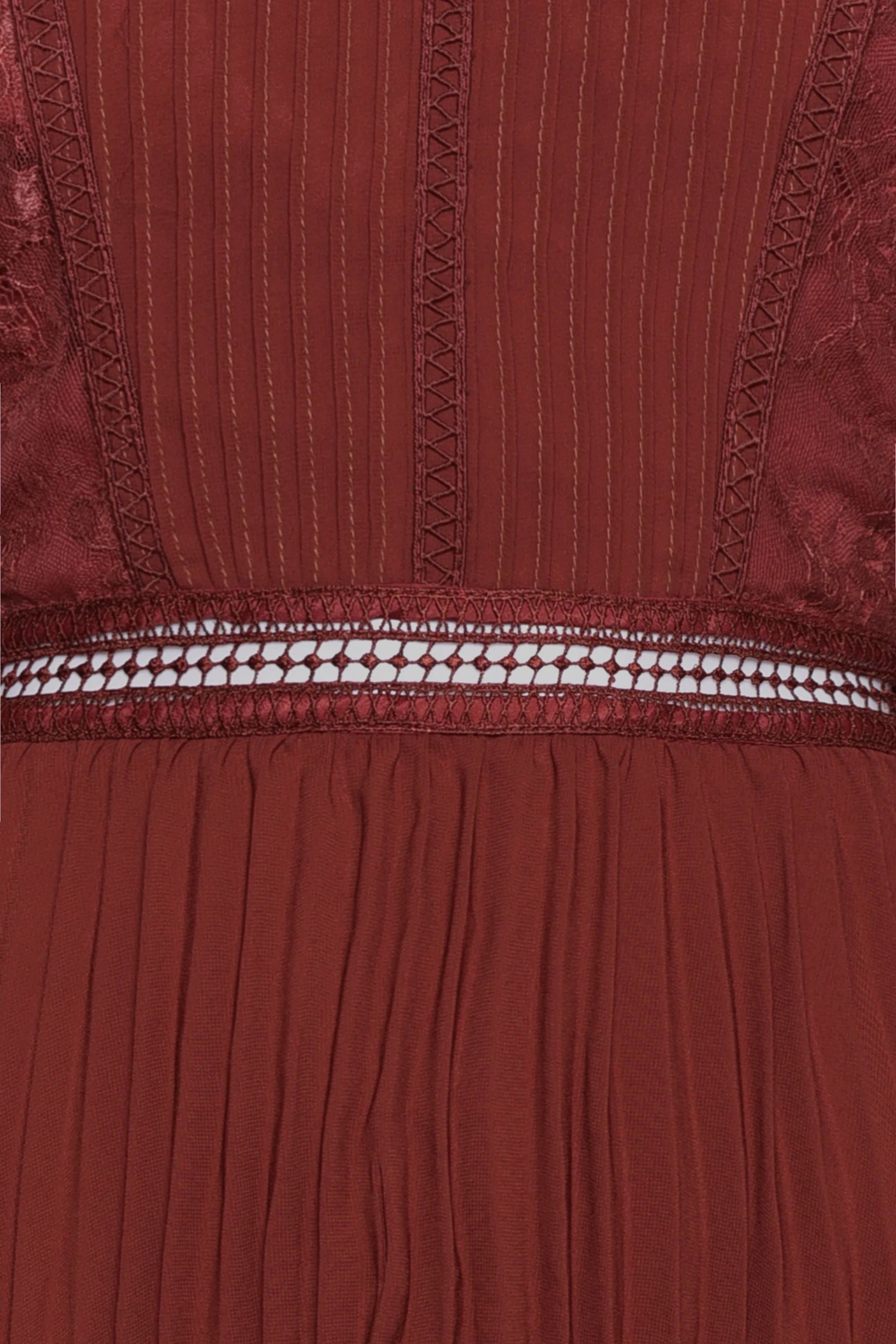 Lena Burgundy Lace Pleated Mini Dress
