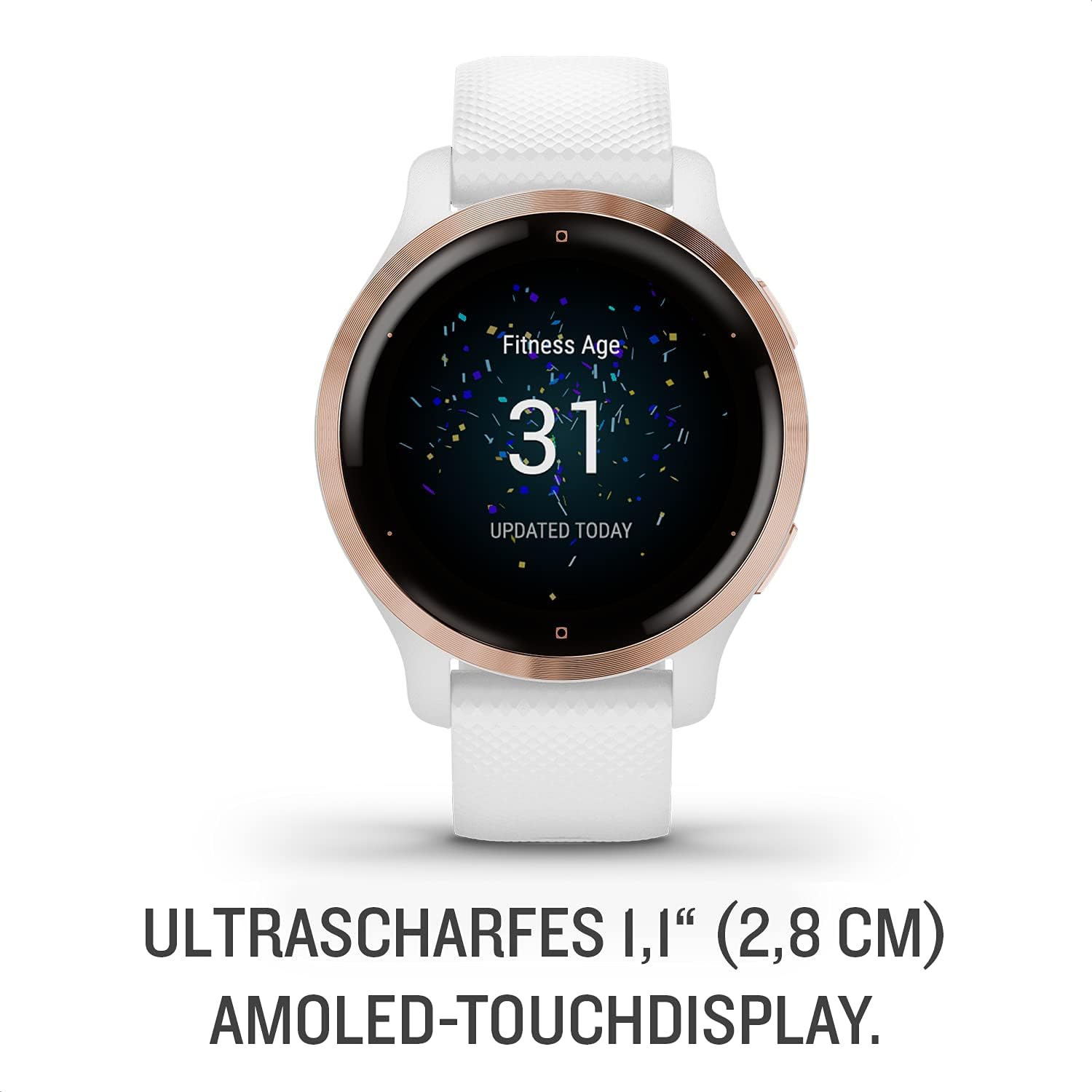 Venu 2S – schlanke GPS-Fitness-Smartwatch mit ultrascharfem 1,1“ AMOLED-Touchdisplay, Gesundheitsfunktionen, über 25 vorinstallierten Sport-Apps, Music & Pay
