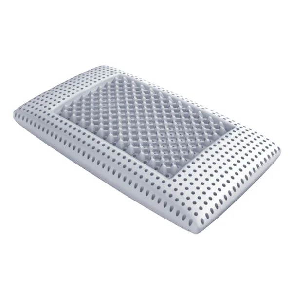 Guanciale Basso in Lattice Naturale con Superficie Massaggiante – Forma Saponetta, Traspirante, Antiacaro – Doppia Federa SilverCare
