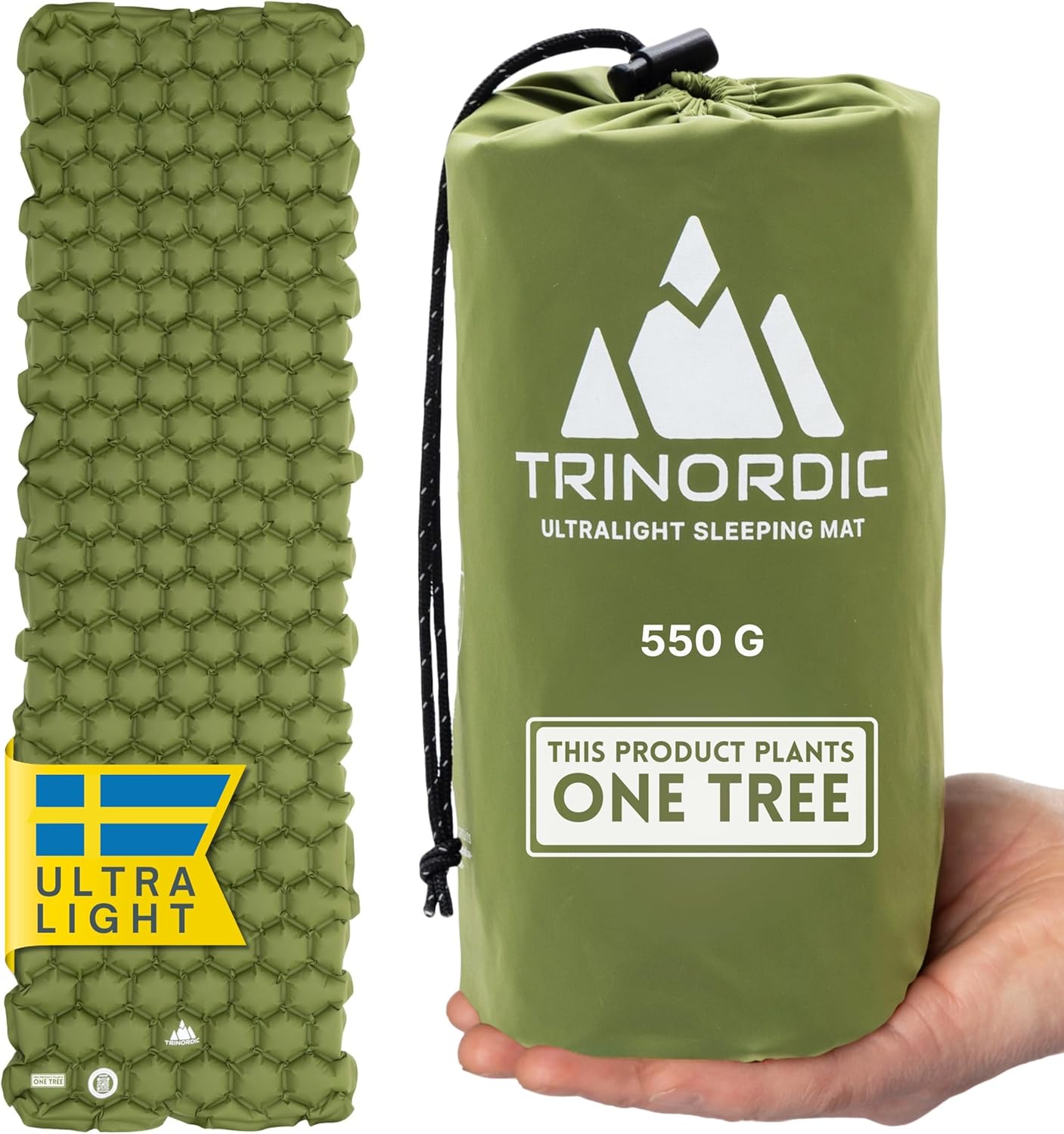 TRINORDIC Materassino Gonfiabile Ultraleggero da Campeggio - Materasso Singolo Salvaspazio ad Aria per Dormire con Comfort - Attrezzatura da Campeggio Resistente e Leggera per Avventure all'Aperto