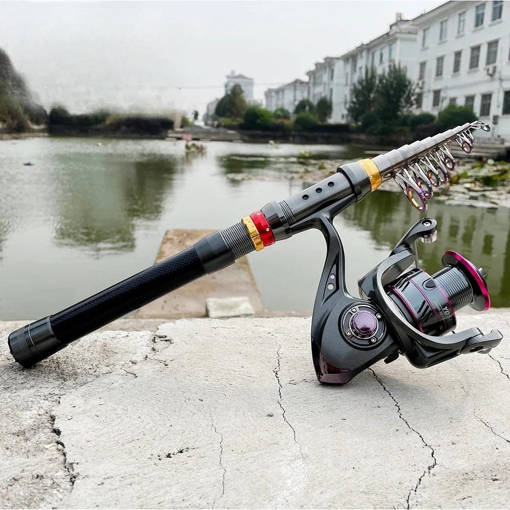 Angel, Teleskop Spinning Angelrute Reel Set 1,8-3,6 M Ultraleicht Metall Spool
