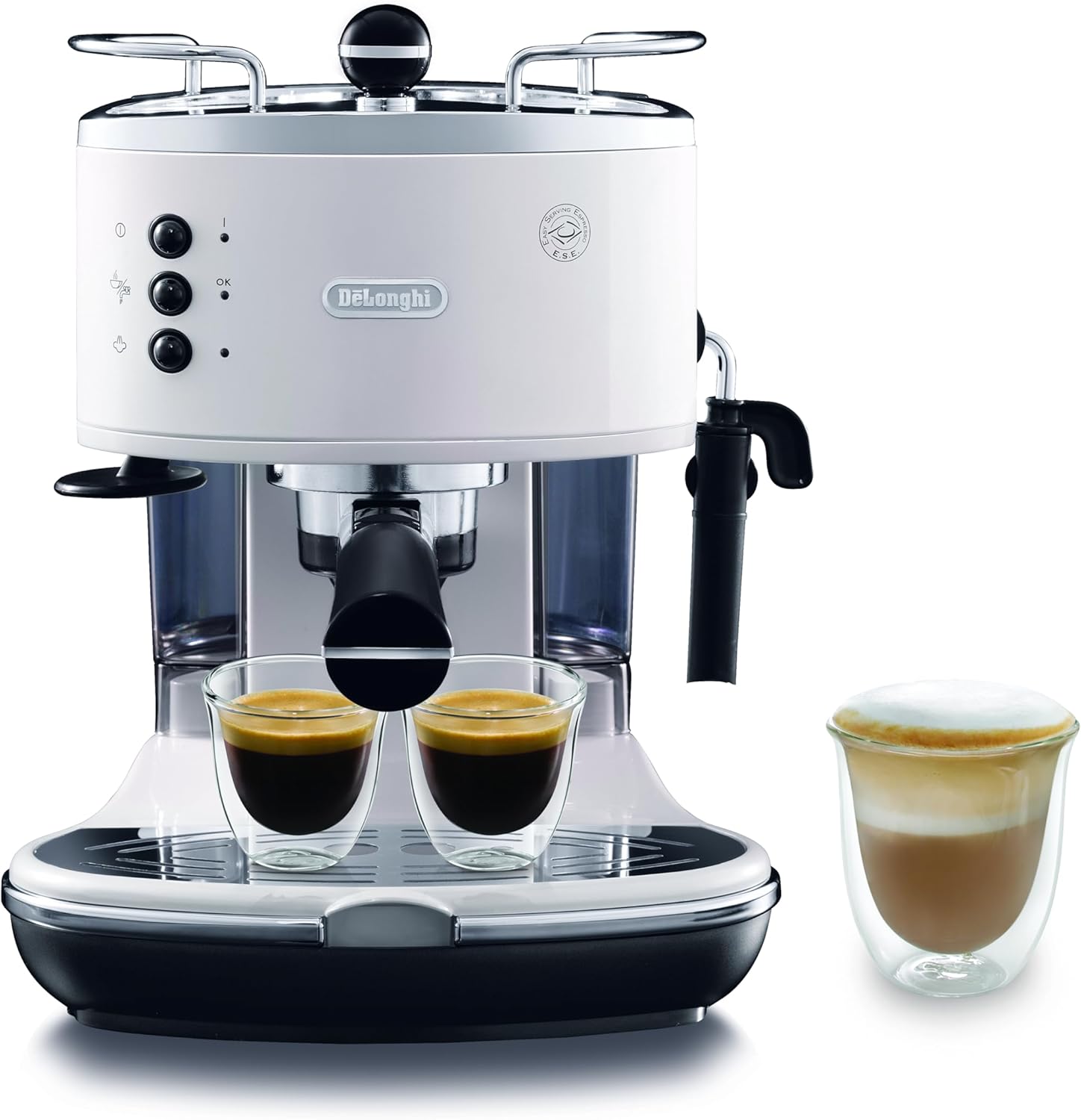 De'Longhi ICONA ECO311.R Manual Espresso Coffee Machine and Cappuccino, E.S.E. Powder and Capsules, Automatic Shutdown, Removable Tank 1.4L, Power 1100W, Cup Warmer, Red