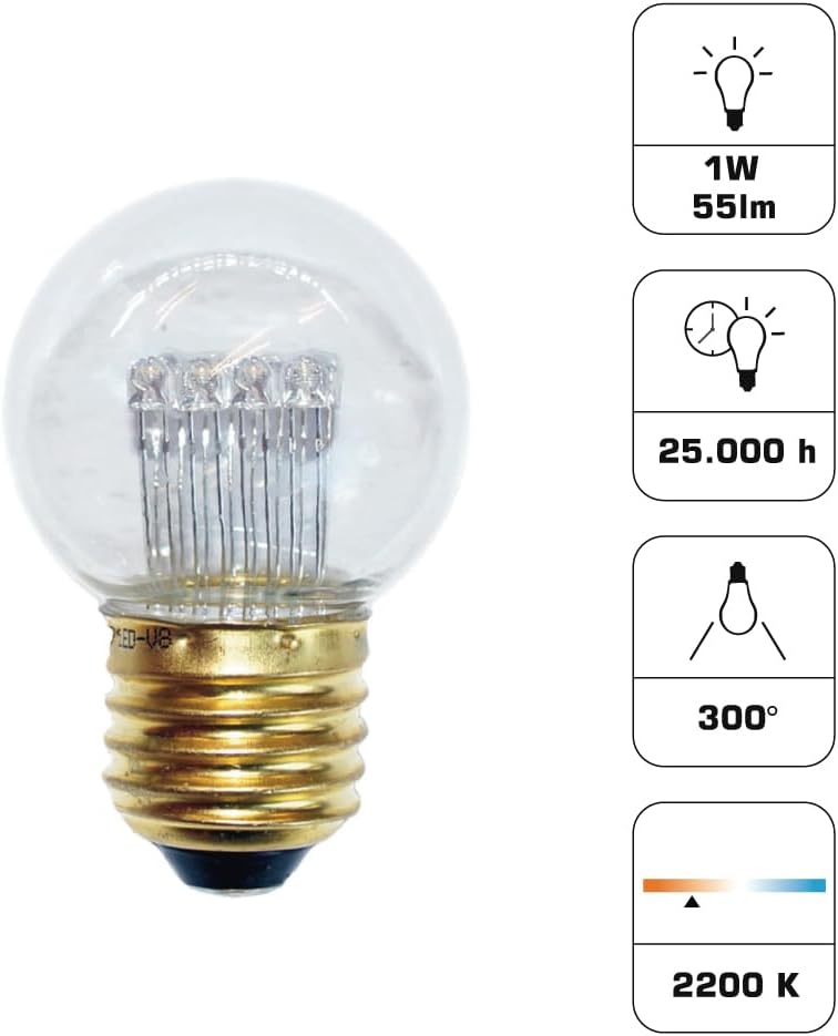 NCC-Licht 100 x LED Tropfen 5+4 1W E27 KLAR Plastik warmweiß für außen Kugel Birne