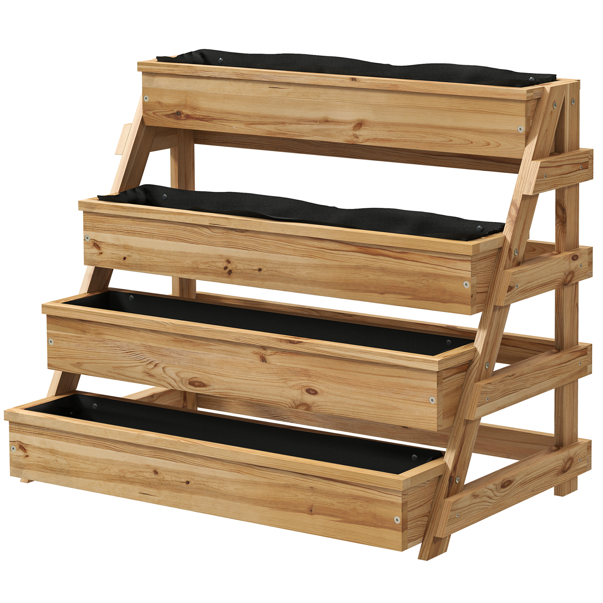 Outsunny Hochbeet mit 4 Etagen aus Tannenholz, 75x57x60,5 cm