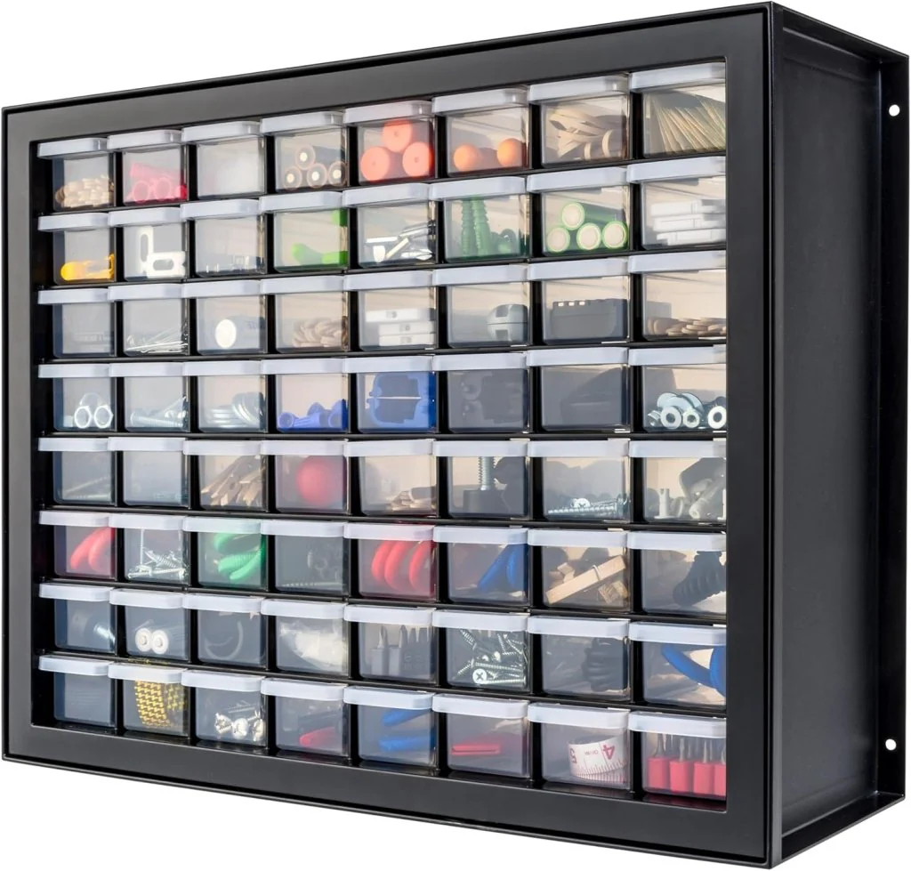 IRIS USA Screw Tool Organizer Small Parts Cabinet Chest, 44-Drawer Hardware Electronics Nuts Bolts Storage Drawers Organization Toolbox Garage Craft Business Teacher Beads Scrapbook Art Hobby - Black