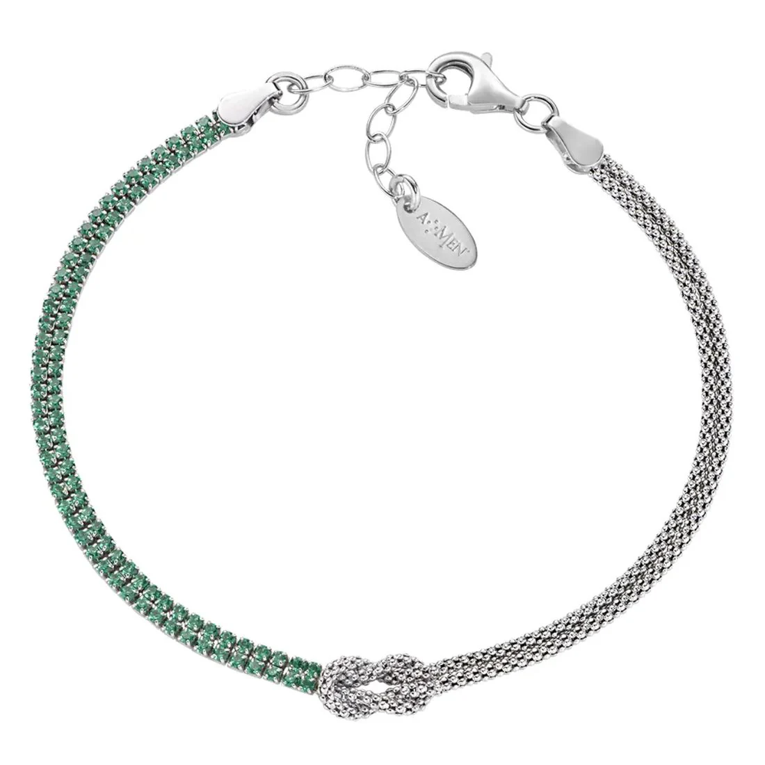 Bracciale Amen argento Nodo d'Amore con pietre verde BRNOAMBVEZ16