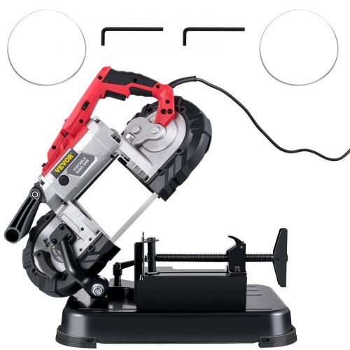 VEVOR Bandsäge 12,7 cm Schnittgröße 1100 W 10 A Sägeband aus Stahl Eisensäge mit 127 mm Max. Schnittkapazität (ohne Sockel) 137,8-472,4 Fuß pro