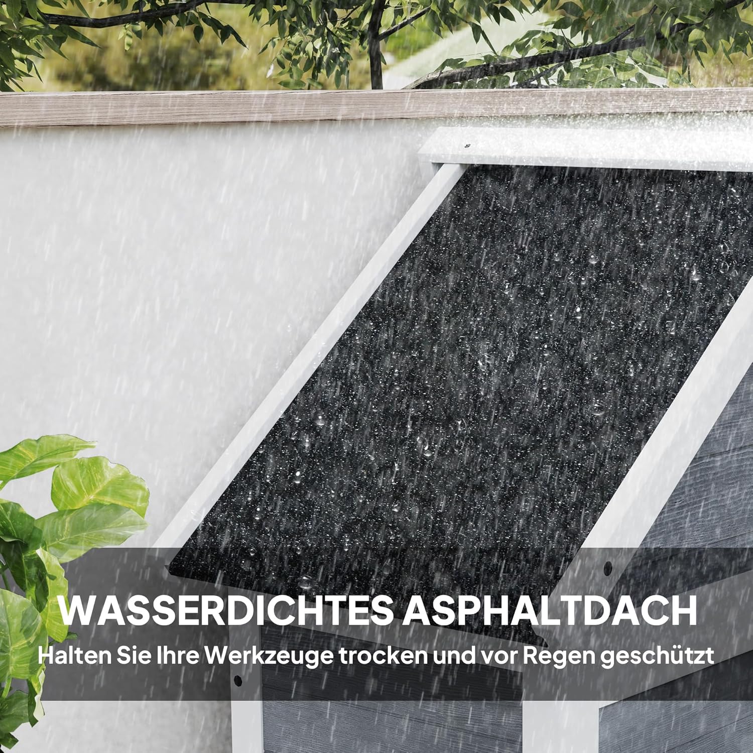 Outsunny 2 in 1 Gartenschrank Holz, Geräteschrank mit Satteldach Aufbewahrungsschrank Ablage 89x51x182cm, Gerätehaus mit Abschließbar Tür wetterfest Geräteschuppen für Terrasse, Garten, Hellgrau