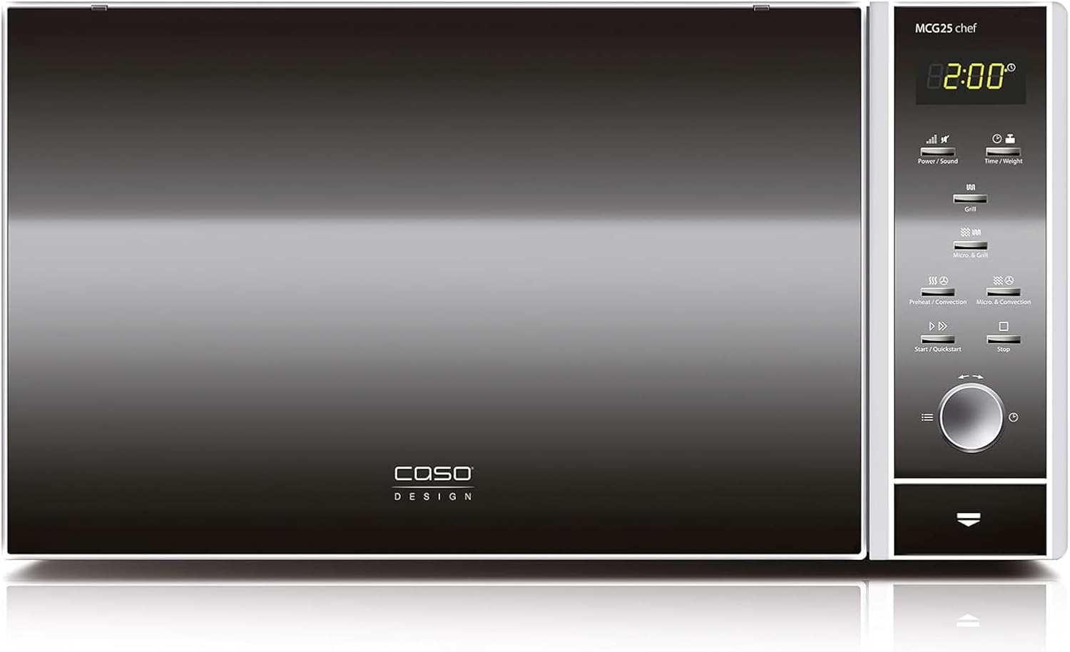 CASO MCG30 Ceramic chef Testsieger Haus & Garten Test, 3in1 Mikrowelle mit Grill + Heißluft 2100W 30L, Borosilikatglasboden, Backofen-Funktion bis 200°C