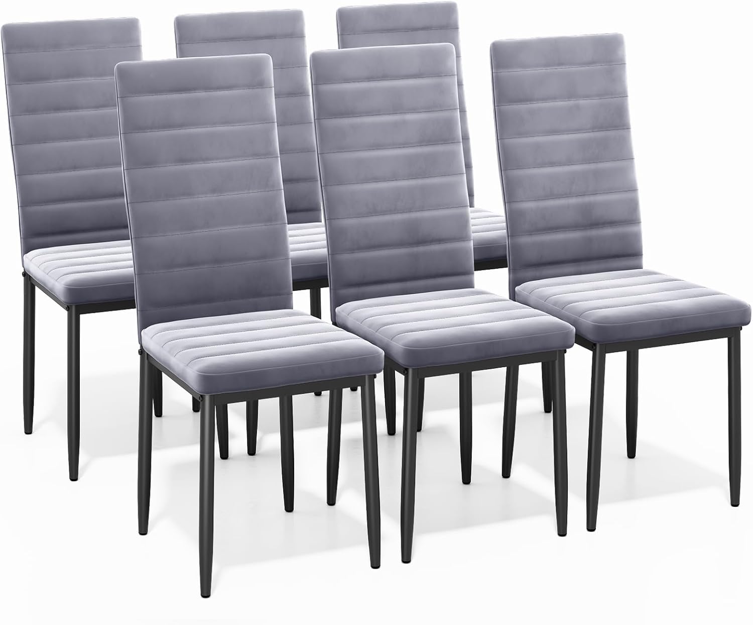 Bealife Set di 6 Sedie da Pranzo con Schienale Alto Imbottite Moderne per Cucina e Sala da Pranzo, Grigio Scuro Flanella