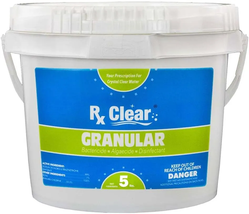 Clear Stabilized Granular Chlorine | One 50 Pound Bucket | Use As Bactericide, Algaecide, and Disinfectant in Swimming Pools and Spas | Fast Dissolving and UV Protected