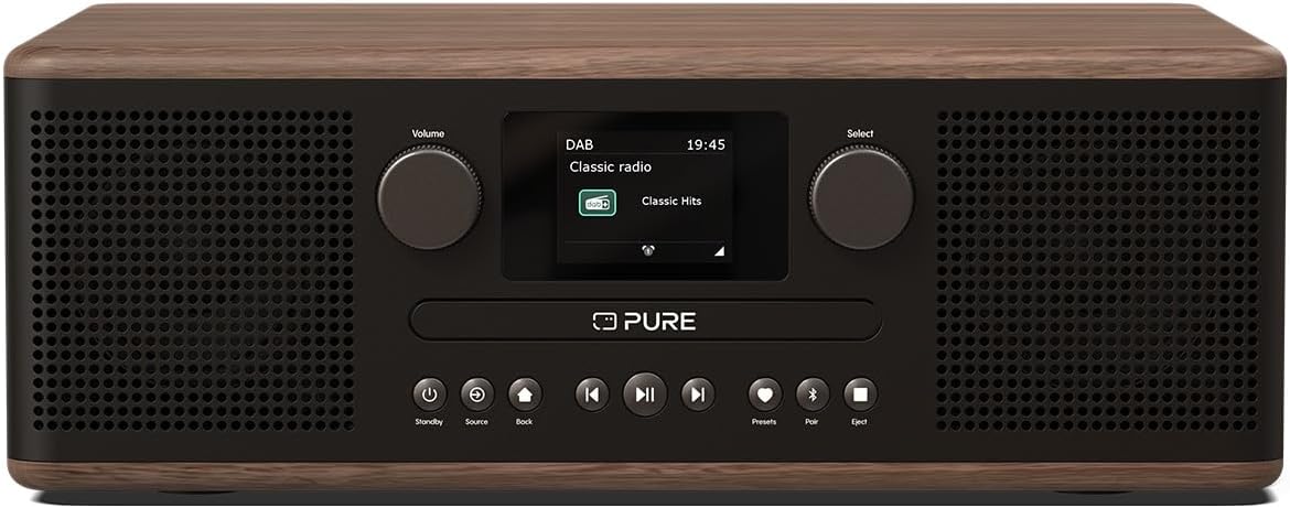 Pure Classic C-D6 Music System (CD Player, DAB+/FM, Bluetooth, AUX, USB, Alarm/Sleep Timer) Cotton White/Oak