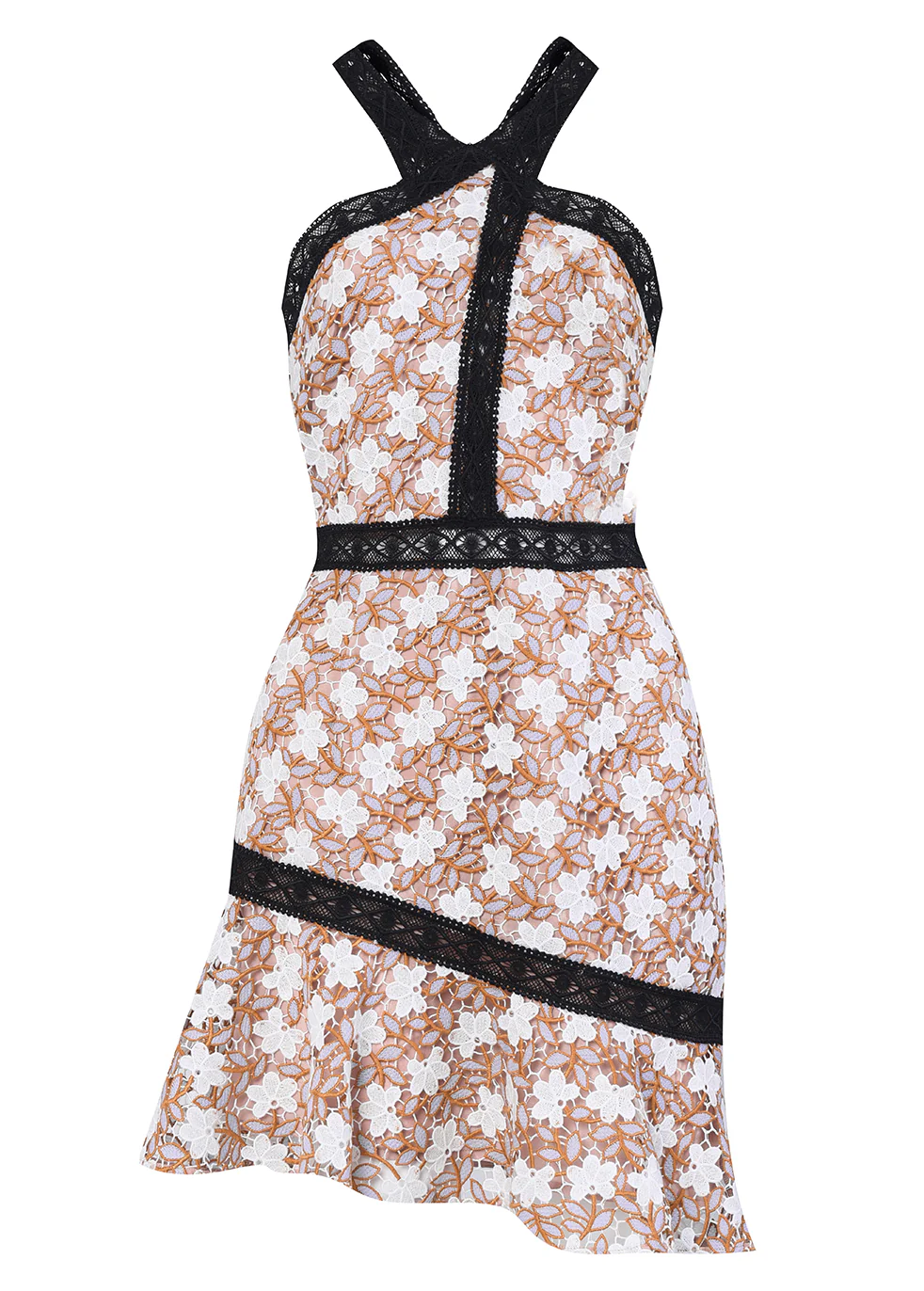 Lilac White Daisy Lace Panelled Mini Dress