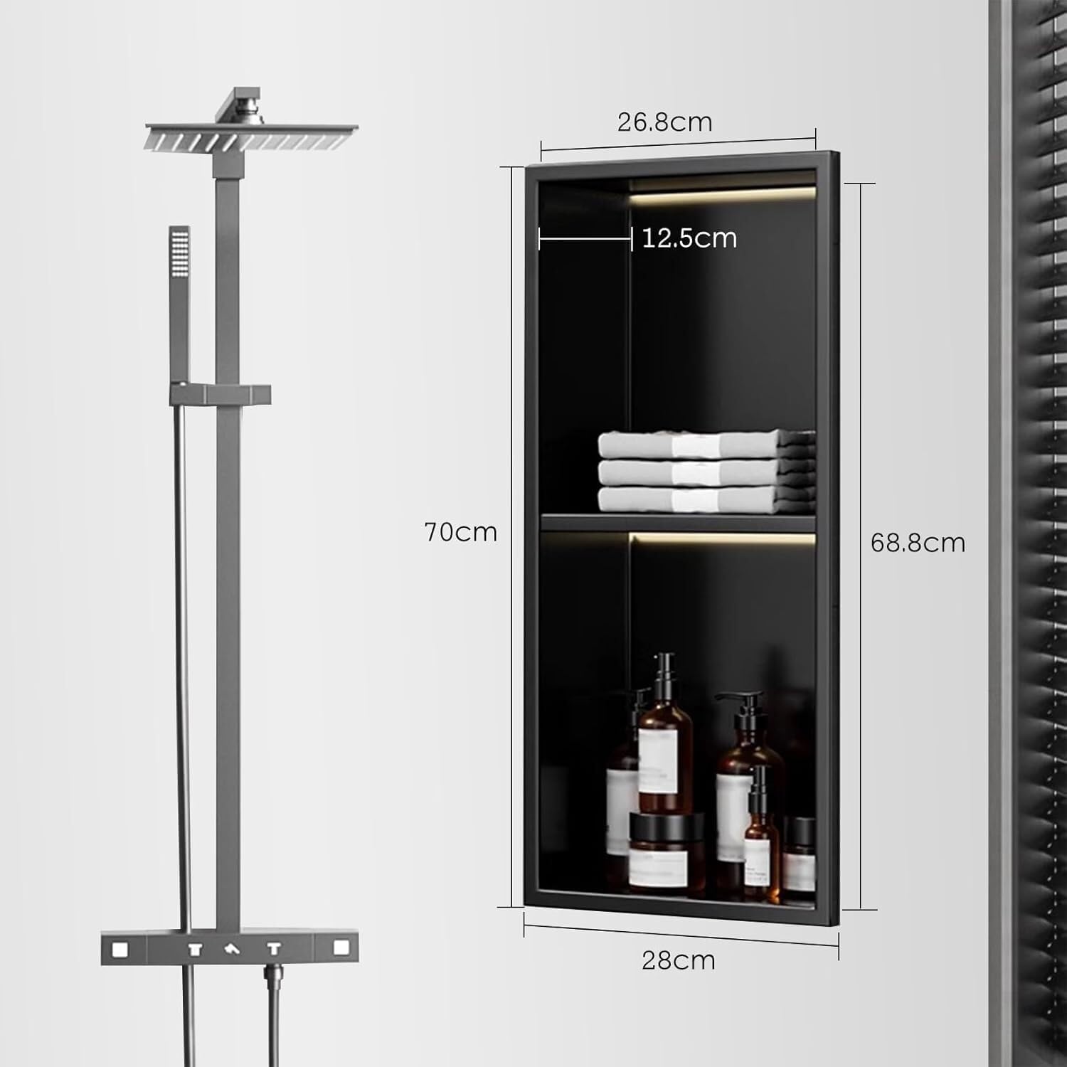 Slim LED Einbauleuchte Edelstahl matt schwarz - 70x28cm Modernes Design für Zuhause Bad oder Küche Beleuchtung Energieeffizient & Stilvoll Akzent