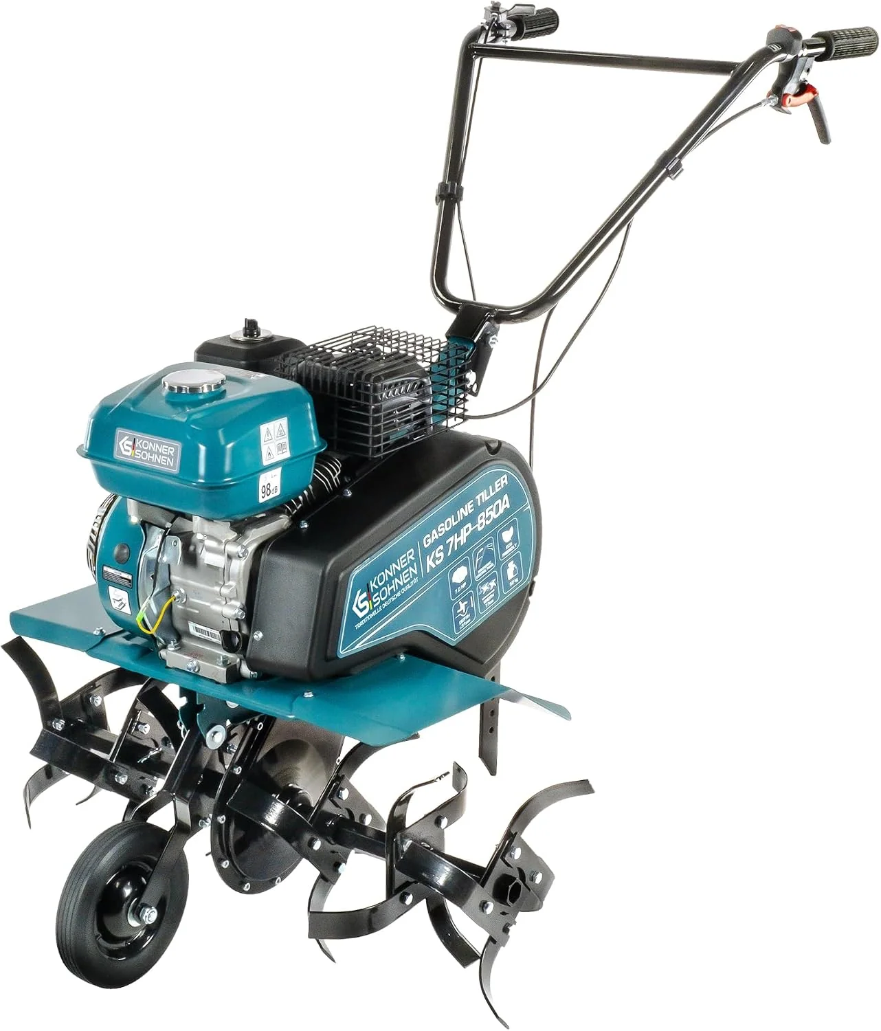 Könner & Söhnen KS 7HP-850A Benzinkultivator mit Riemenantrieb, fräse Garten mit geschmiedete Säbelfräsen, einstellbare Pflugschar