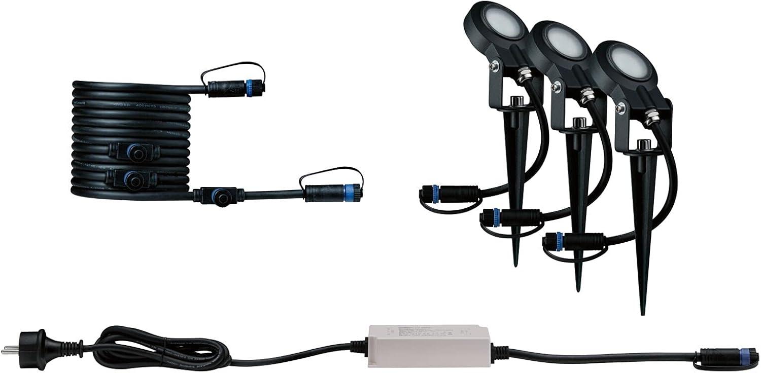 Paulmann Leuchten Paulmann 93696 Outdoor Plug & Shine 3er-Set Spot Sting Basisset IP67 3000K 3 x 6W