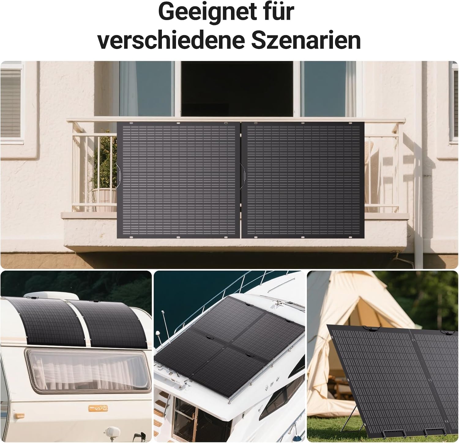 480W flexibles Solarpanel-Set mit 2x 240W monokristallinen Solarmodulen, IP67, 12V, für Wohnmobil, Boot und Balkon