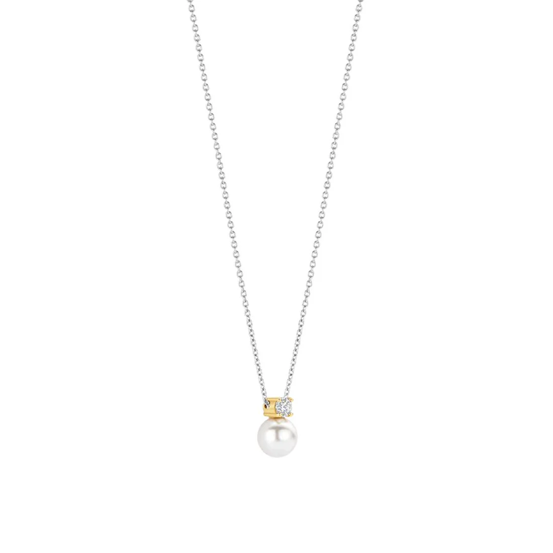 Collana Ti Sento Milano in argento montatura dorata con perla e zirconi 34125YP