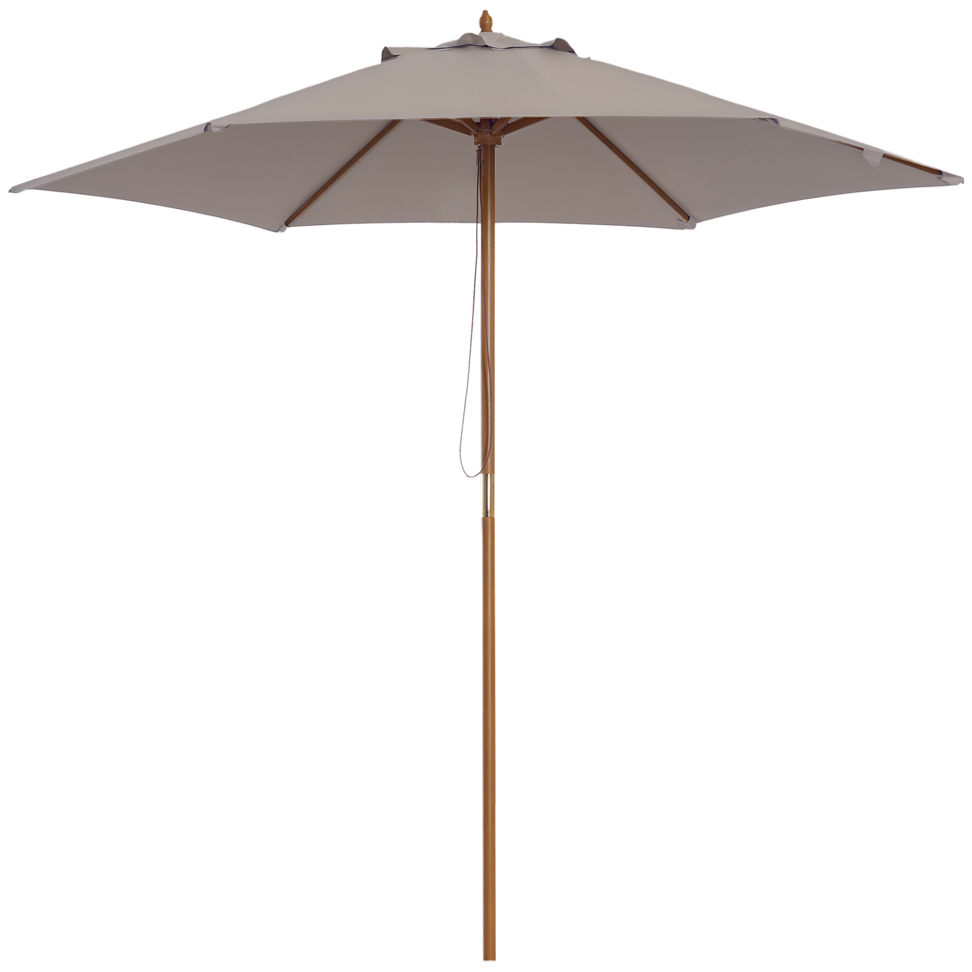 Outsunny Sonnenschirm Ø 250 cm, Sonnenschirm mit Seilzugmechanismus Balkonschirm Strandschirm aus Bambus windfest Marktschirm Sonnenschutz für Balkon Terrasse Garten, Grau