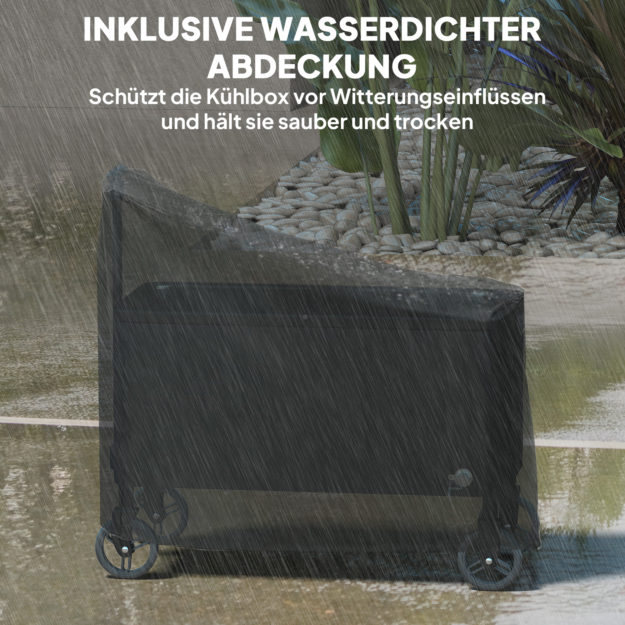 76L Koelwagen Serveerwagen met Wielen, Flessenopener, Deksel, Grepen, Verrijdbare Koelbox Zwart