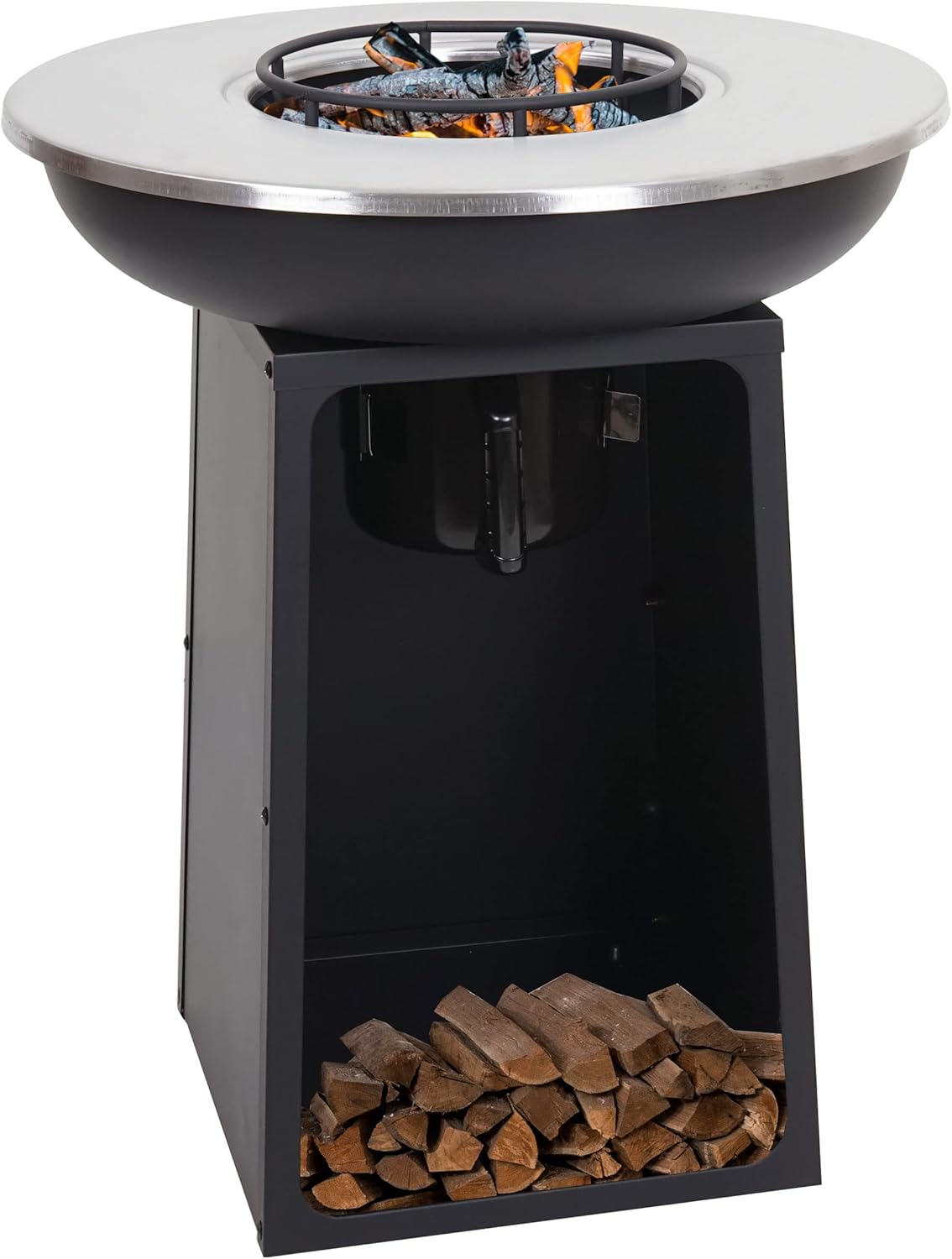 Mendler Barbecue BBQ braciere con Piastra riscaldante HWC-K97 Acciaio Ø 59cm Nero