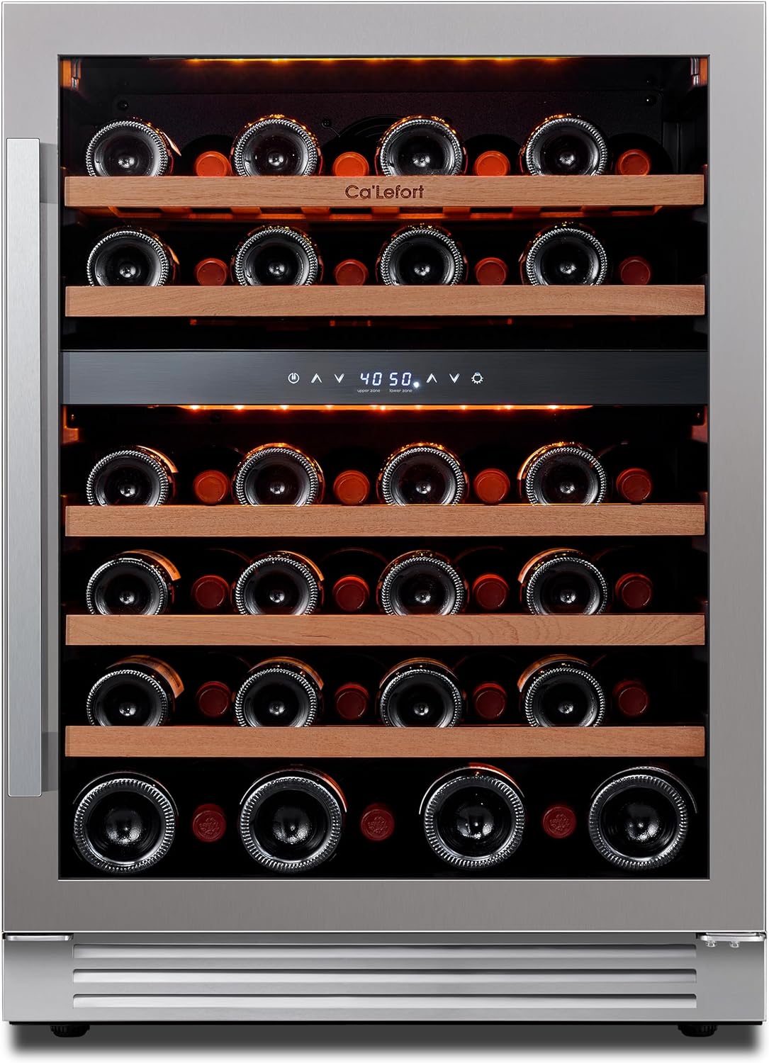 24&rdquo; Wine Cooler Refrigerator &ndash; 46 Bottle Wine Fridge Dual Zone with Modern Touch Intelligent Digital 40&deg; 65&deg;F Low Noise, Built in or Freestanding Wine Cooler for Home and Kitchen