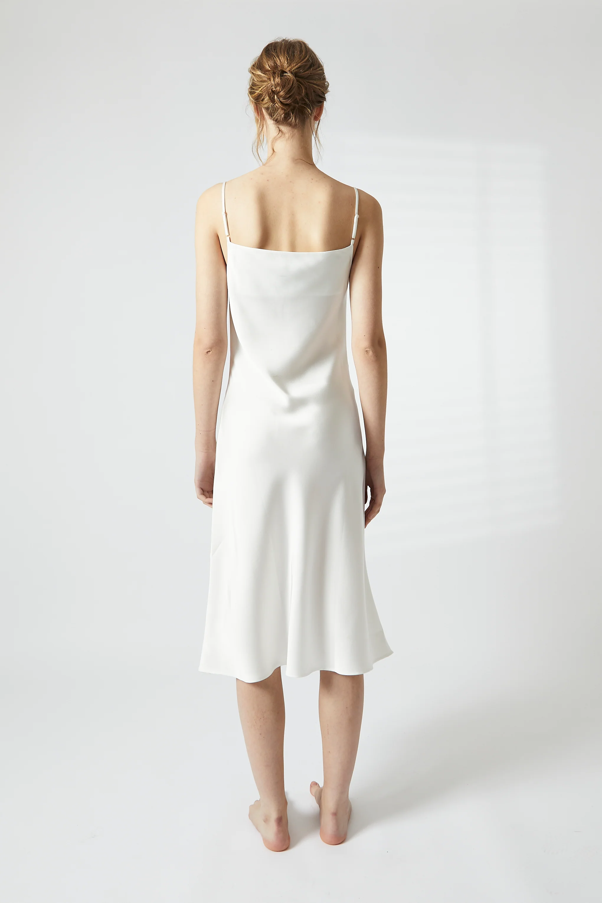 White Satin Midi Cowl Nightie