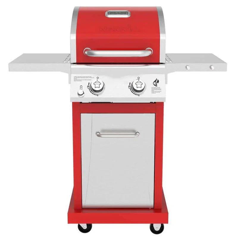 2-Burner Propane Gas Grill, Red 鈥�Stainless Steel, 28,000 BTUs, Compact Design