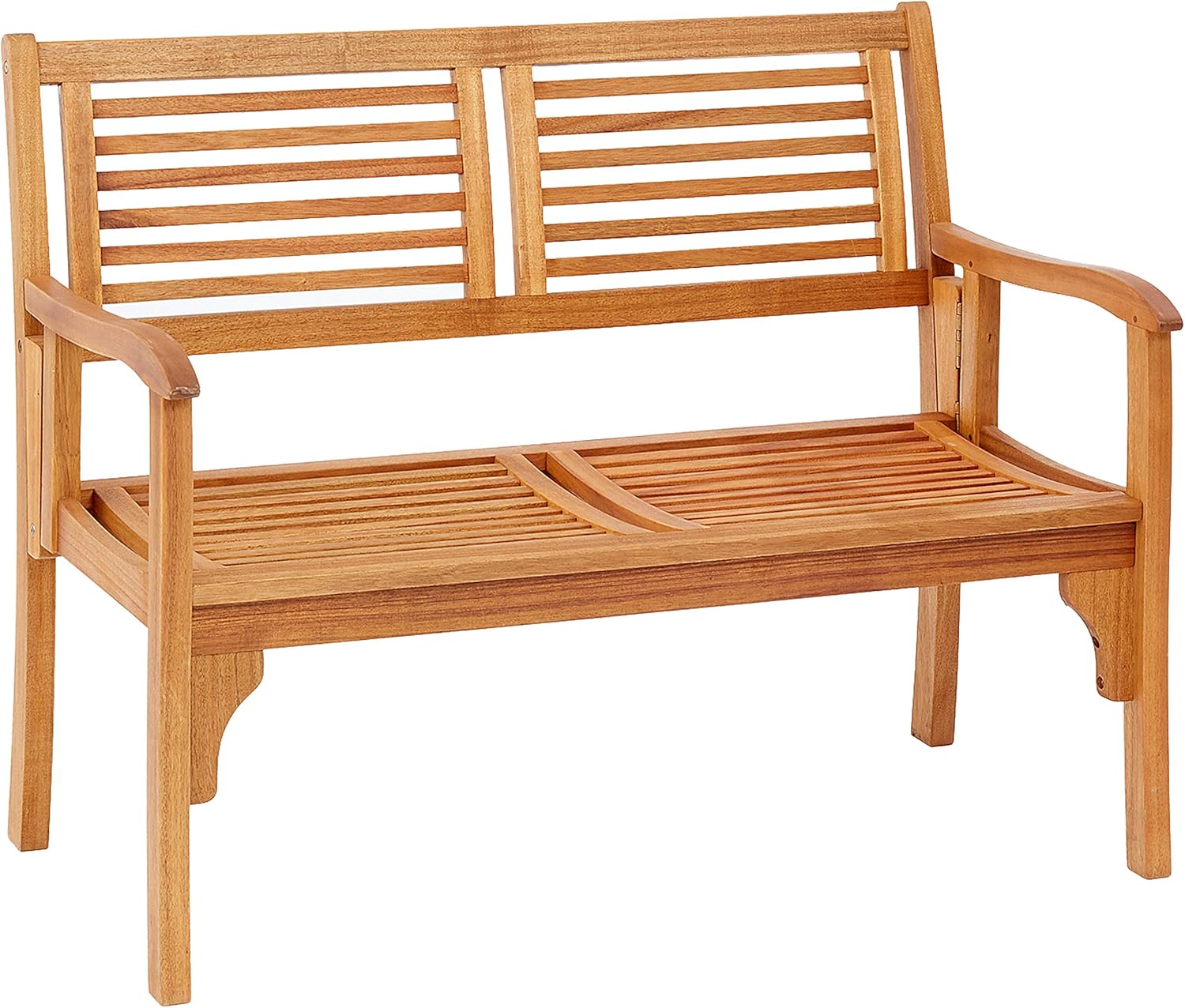 Dehner Klappbank Douglas, 2-Sitzer, ca. 119 x 62 x 90 cm, aus FSC® - zertifiziertem Akazienholz, natur