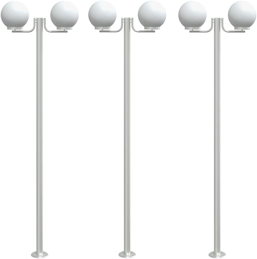 vidaXL Wegeleuchten 3 Stk., Wegeleuchte mit IP44-Schutzart, Außenleuchte mit Diffusor, Standleuchte Gartenlampe, Silbern Edelstahl