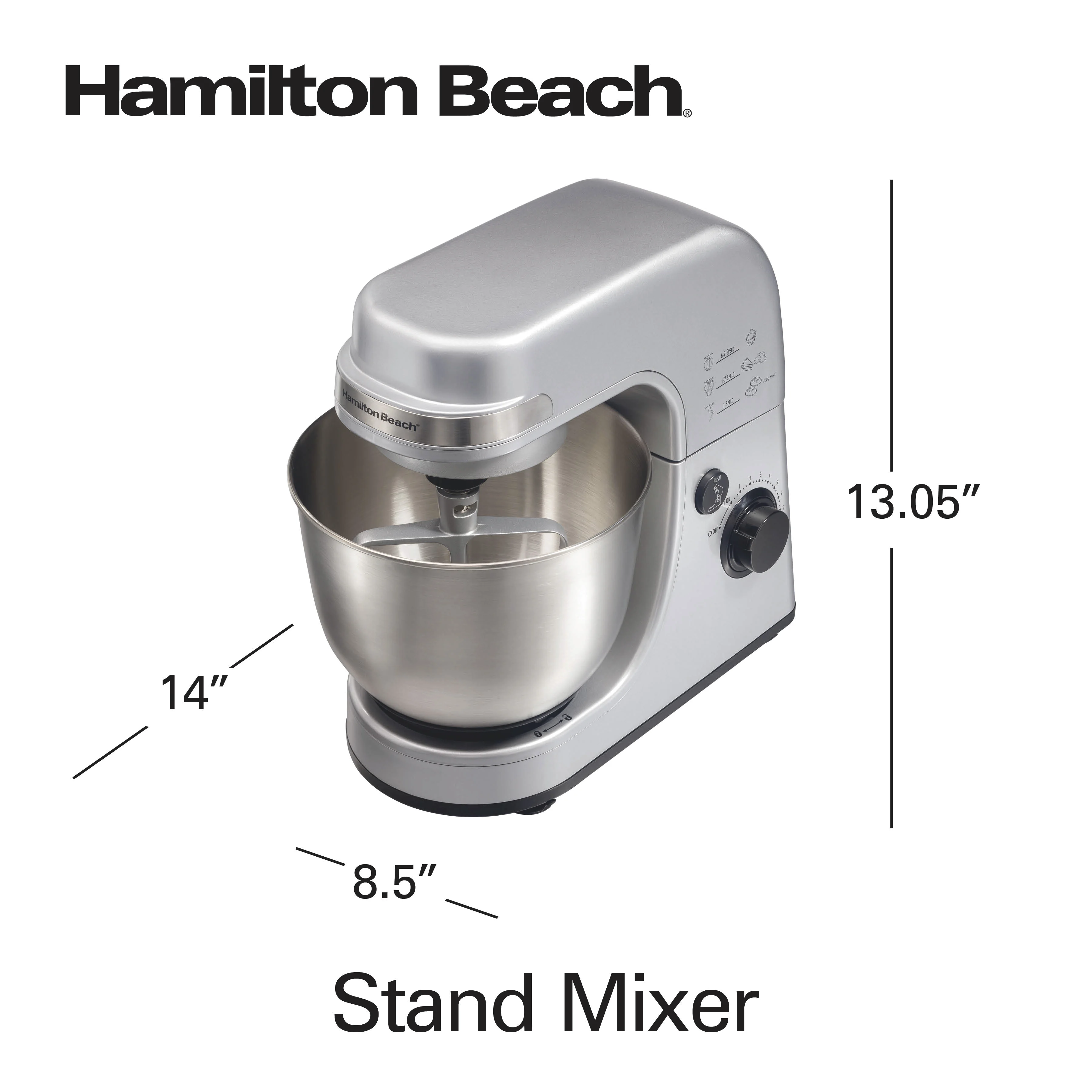 Hamilton Beach 4 Quart Stand Mixer for Kitchen, 7 Speeds, Tilt-Head, Dough Hook, Whisk & Flat Beater, White
