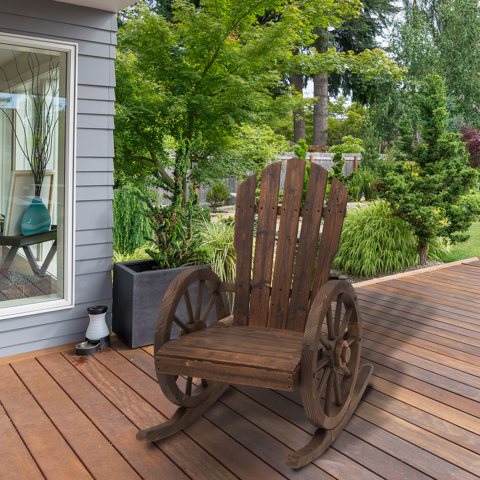 Schommelstoel relaxstoel tuinstoel schommelstoel wieldesign hout bruin