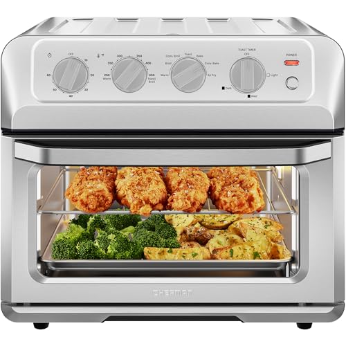 Chefman Air Fryer Toaster Oven Combo, 7 In 1 Convection Oven Countertop 20 Qt Oven Air fryer, Cook a 10 Inch Pizza, Air Fry 2 lb. of Chicken Wings, Toast, Broil, Auto Shutoff, Stainless : Home & Kitchen