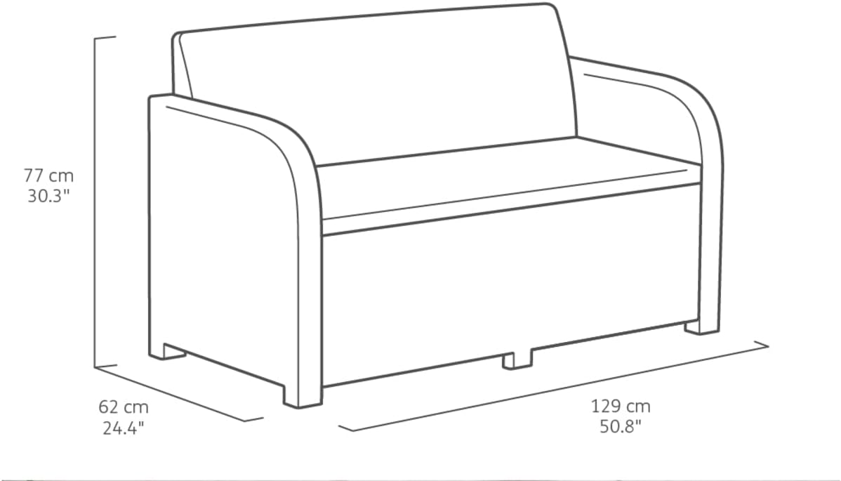 Allibert by Keter Modena Gartenmöbel Set aus Kunststoff, inkl. Sitzkissen, grau, 4-teilig, 2 Sessel, Sofa & Tisch, für Garten, Balkon & Terrasse, Flache Rattanoptik