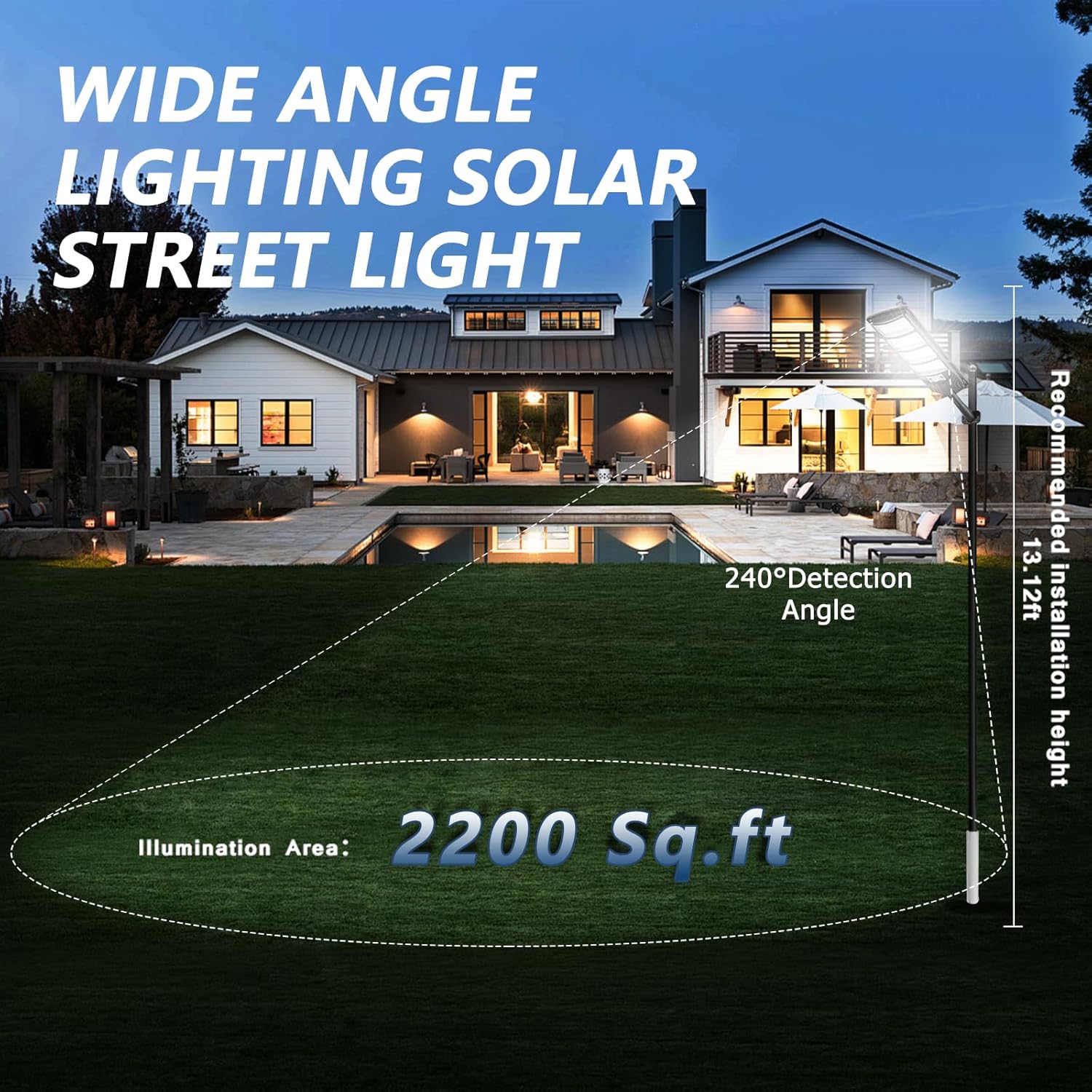 Solar-Straßenlaternen für den Außenbereich, wasserdicht, LED-Solarlicht, Flutlichter mit Bewegungsmelder und Fernbedienung, für Außenwand, Terrasse, Hof, Deck, Garten, Parkplatz-Lichter (2er-Pack)
