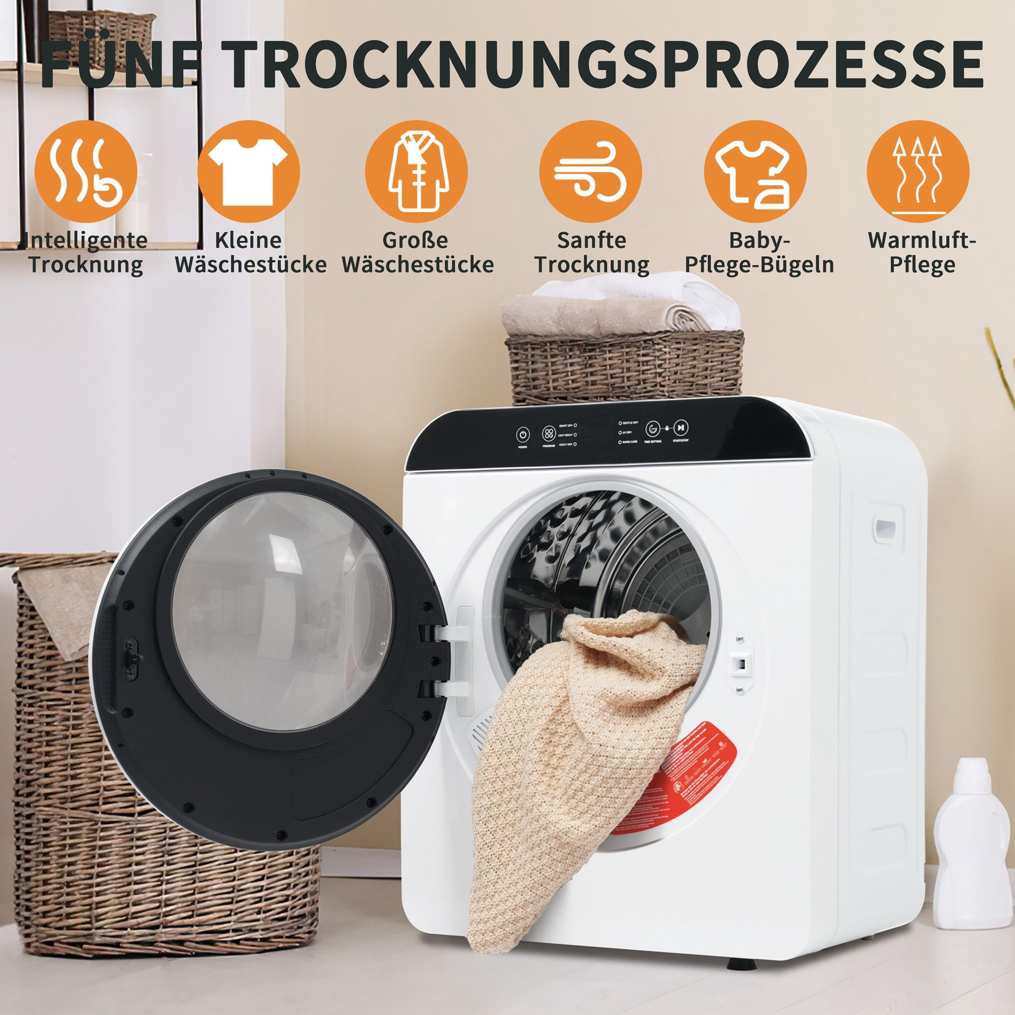 Ablufttrockner Wäschetrockner 3 kg Kapazität, UV-Sterilisation, wandmontierbar 3 kg