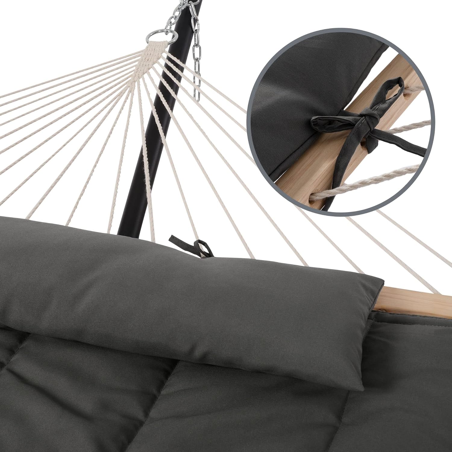 SUNCREAT Rope Hammock with Stand and Rain Cover