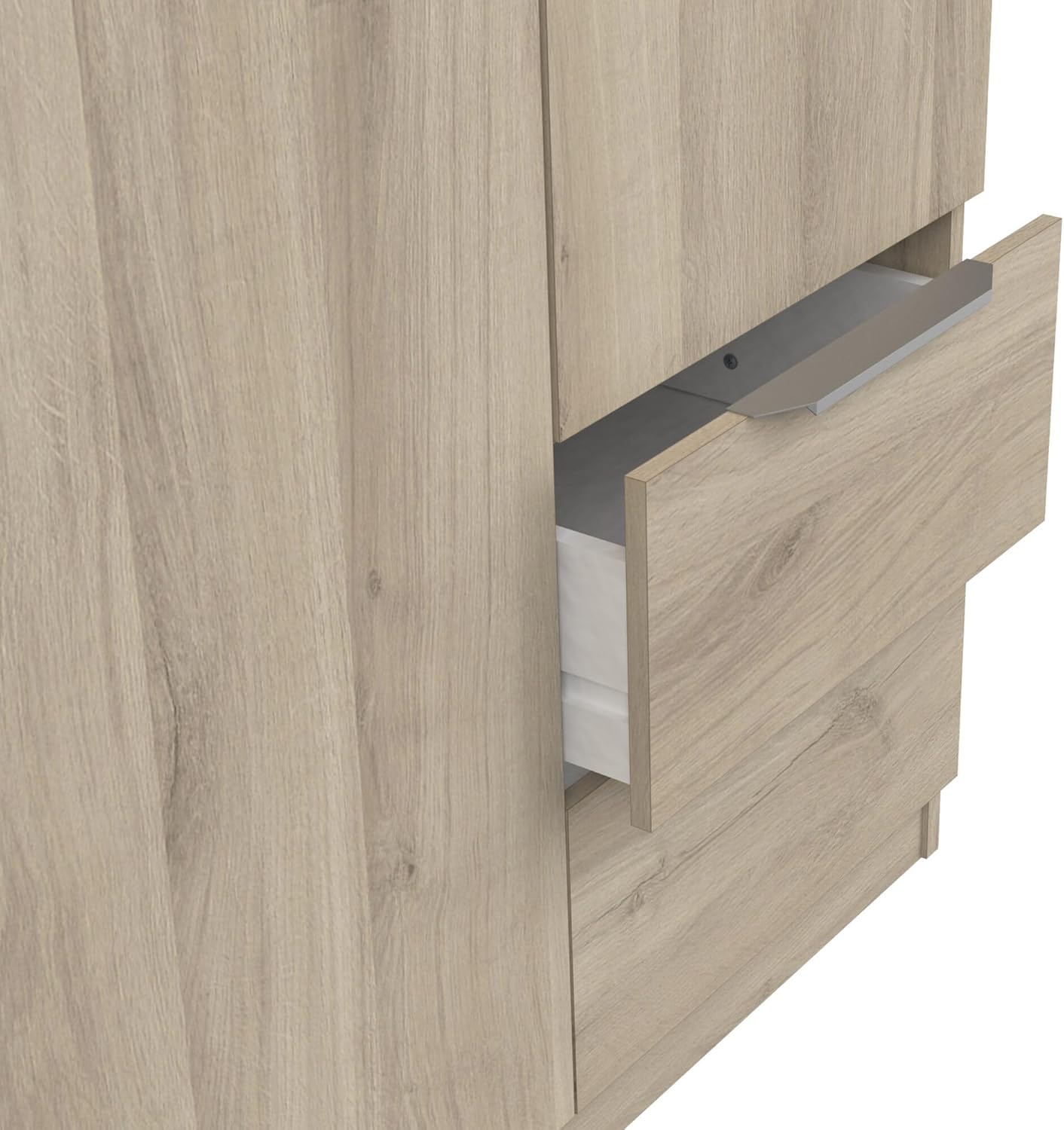 Demeyere Modern Wardrobe with 3 Doors and 2 Drawers 4 Niches, Kronberg Oak, 119.4 x 51 x 203 cm, Engineered Wood