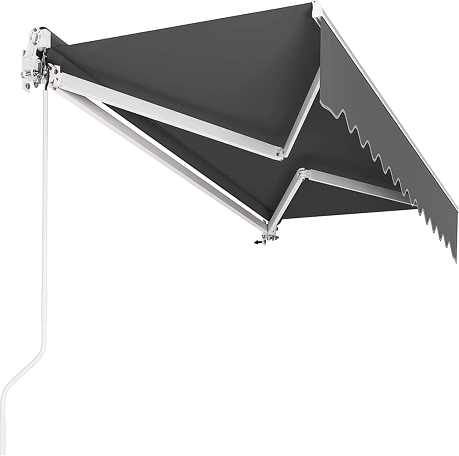 Awning with Extendable Arms 300 x 250 cm, UV Rays Arm Awning with Articulated Arm, Wall Mount, Crank Handle, Aluminium/Polyester, for Outdoors, Terraces, Balcony, Grey
