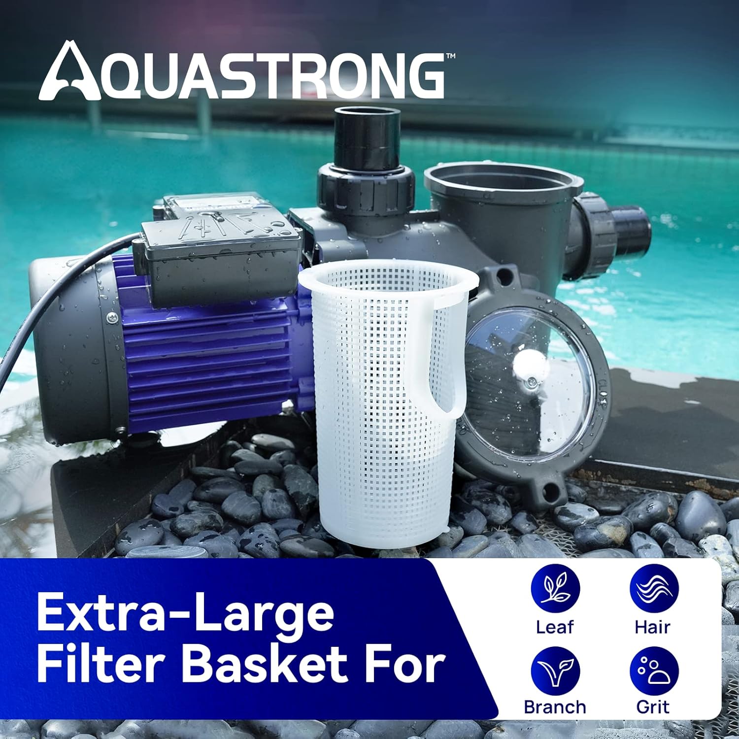 Aquastrong In/Above Ground Pool Pump High Flow Self Primming Swimming Pool Pump Lce Blue