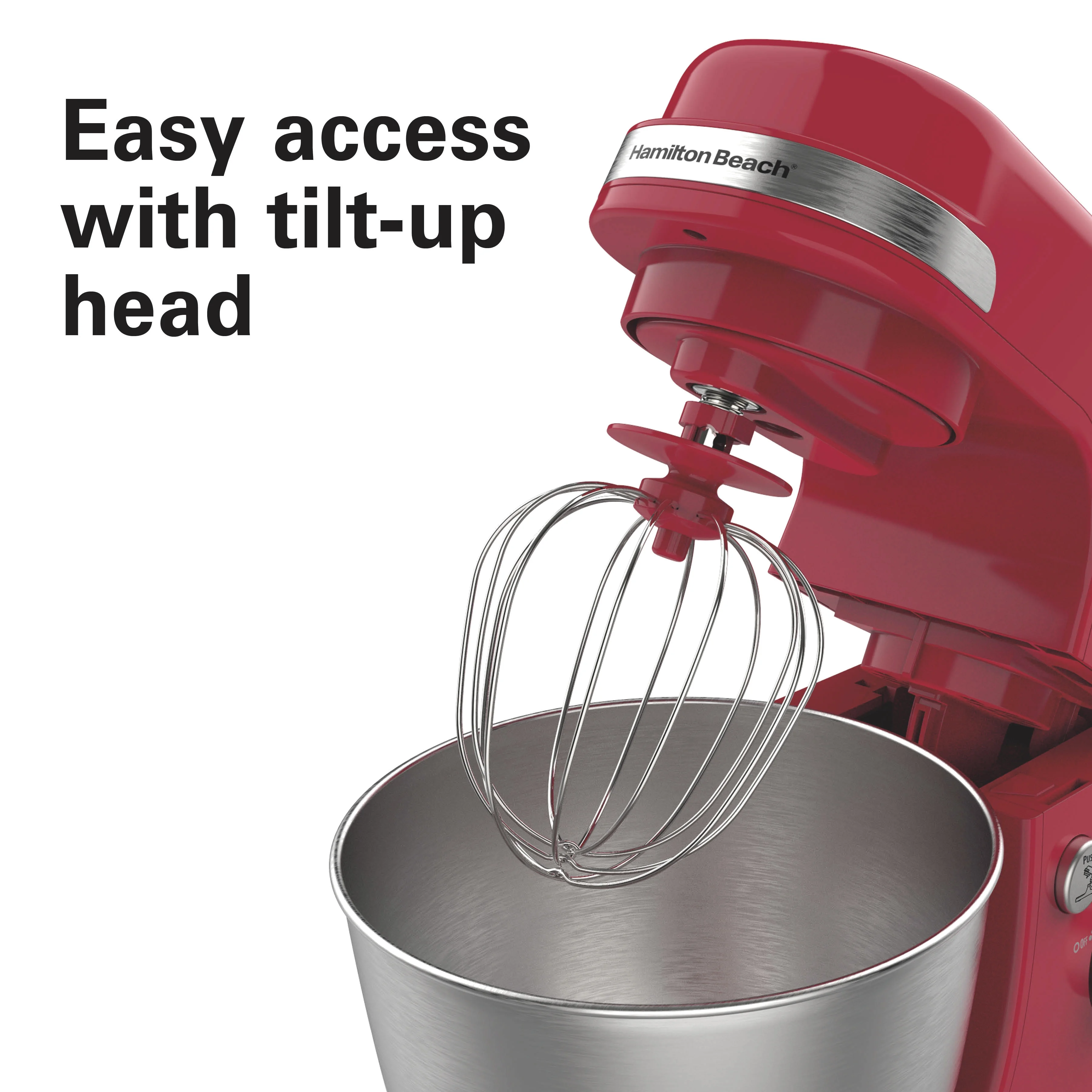 Hamilton Beach 4 Quart Stand Mixer for Kitchen, 7 Speeds, Tilt-Head, Dough Hook, Whisk & Flat Beater, White