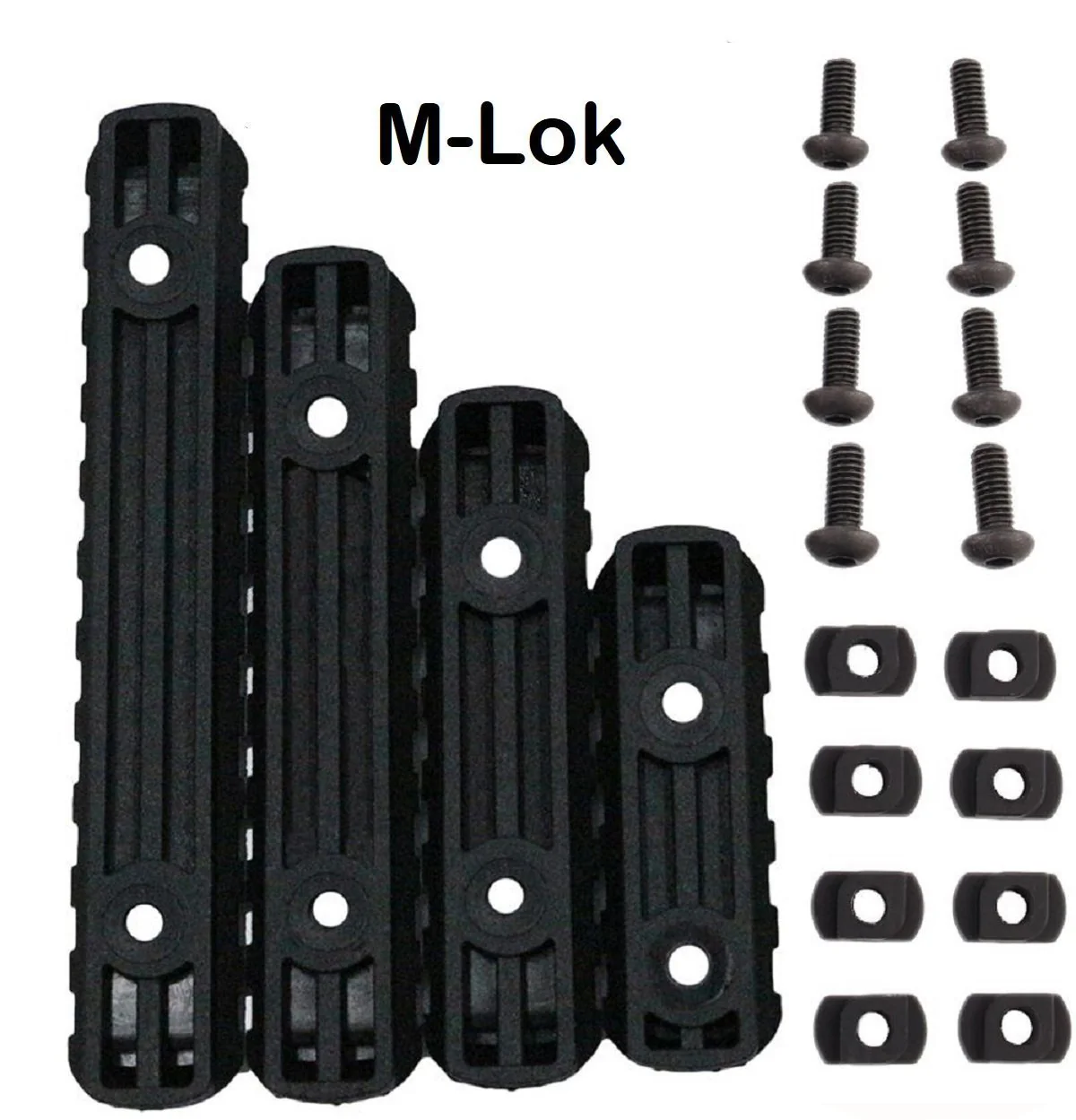 Black Polymer Rail Sections 4 Set with Camming T-Nuts